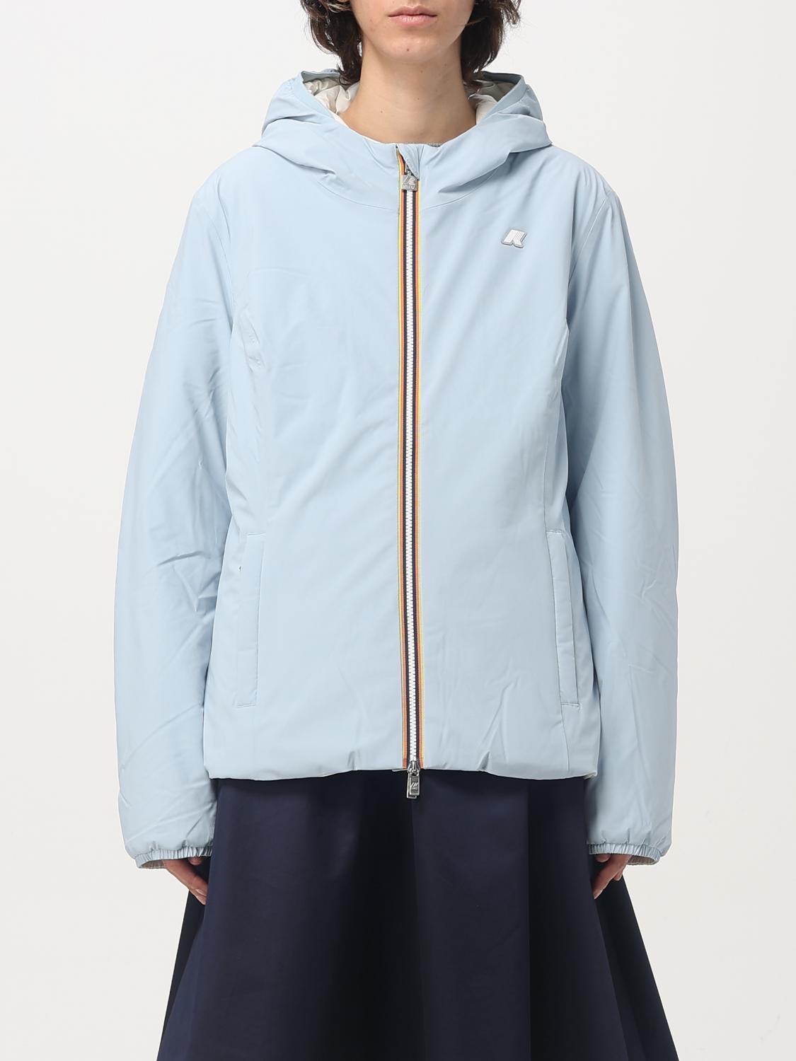 Shop K-way Jacket Woman Color Gnawed Blue In Hellblau