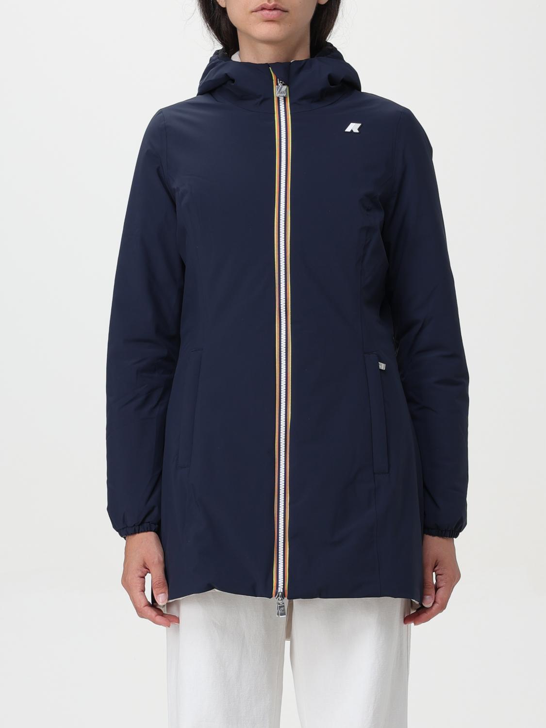 Shop K-way Jacket  Woman Color Blue In Blau