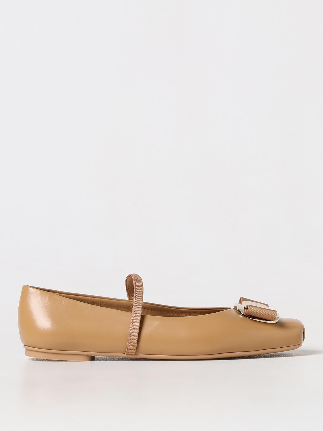 Shop Ferragamo Ballet Flats  Woman Color Beige