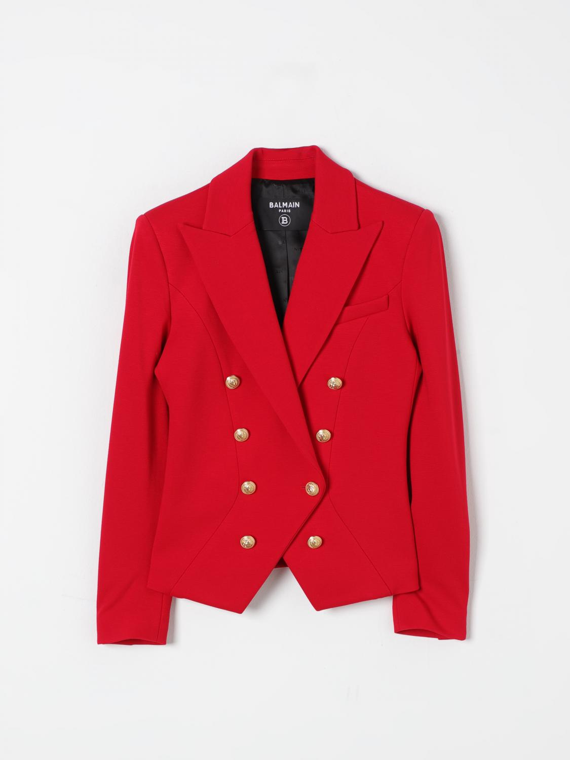Shop Balmain Blazer Kids Color Red