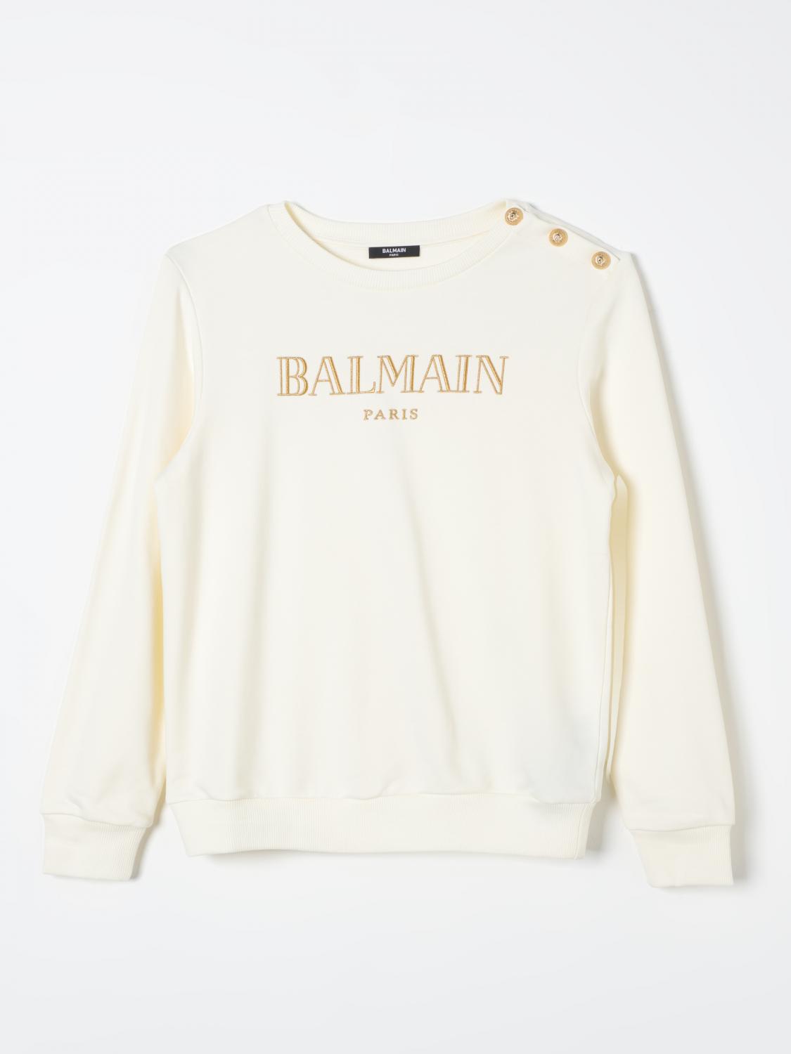 Shop Balmain Sweater  Kids Color Yellow Cream