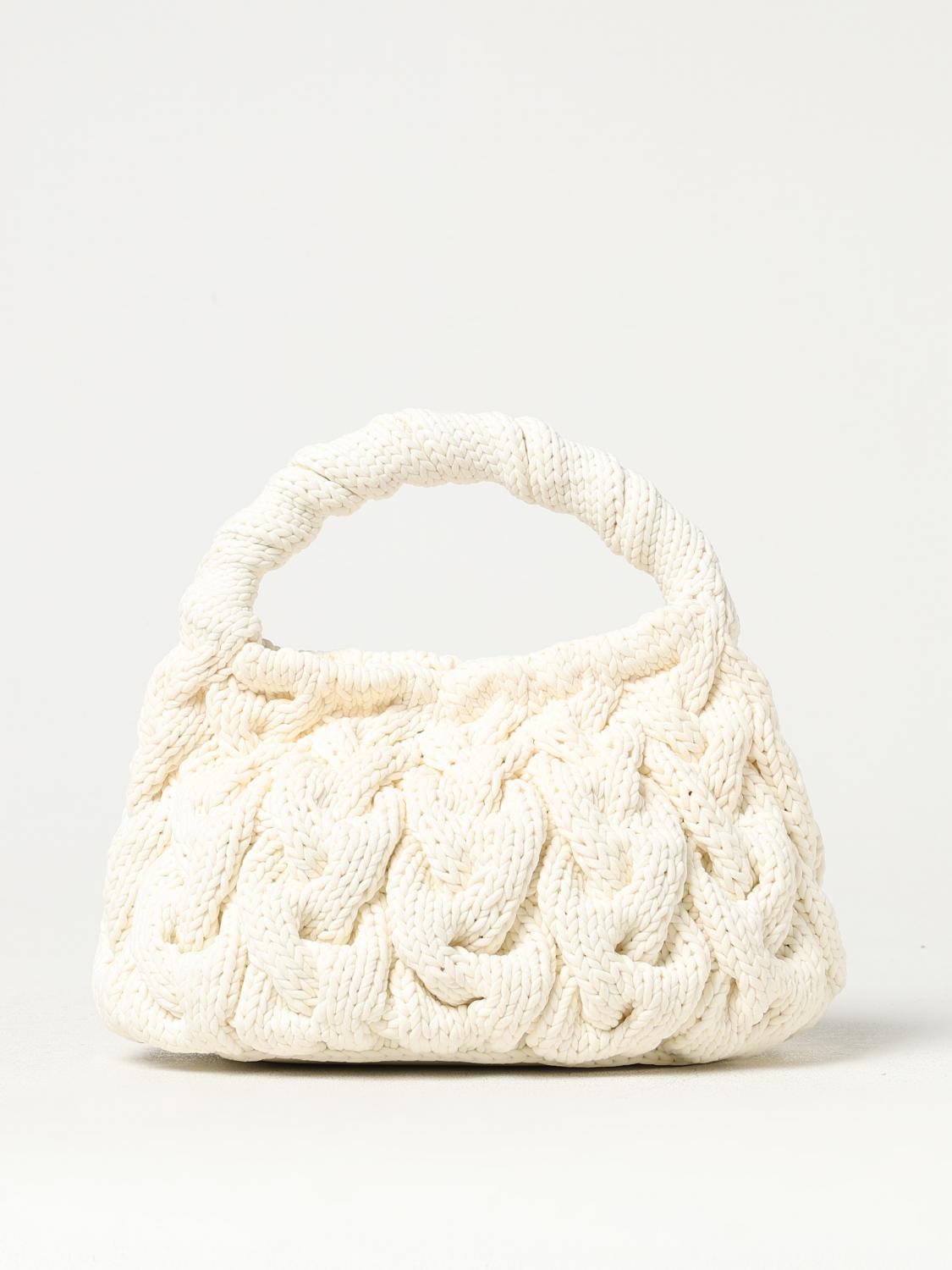 Jw Anderson Cable Knit Top Handle Bag In White