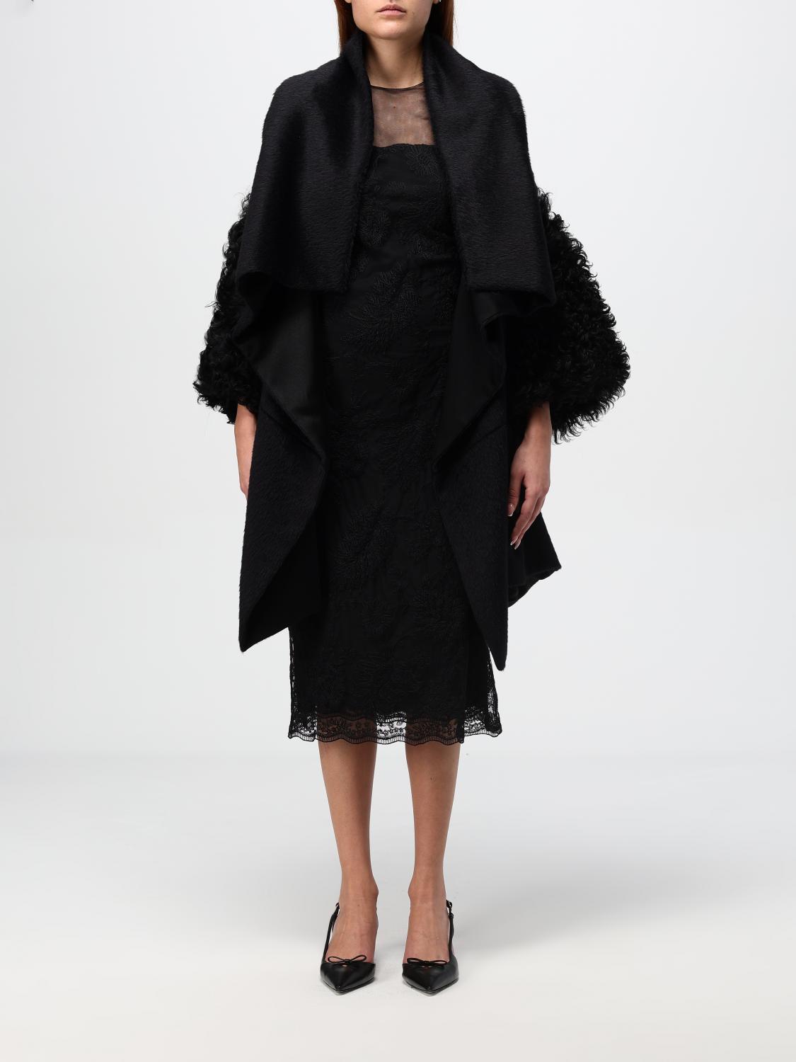Alberta Ferretti Coat Woman Color Black In Black