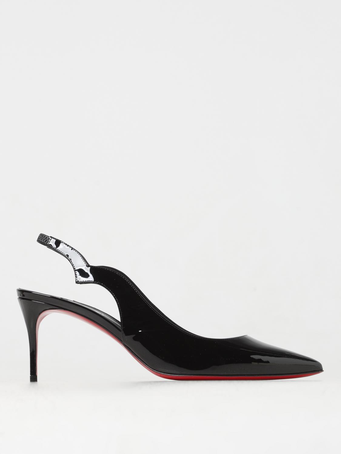 Christian Louboutin Hot Chick Sling 70 Patent Black Pumps In 黑色