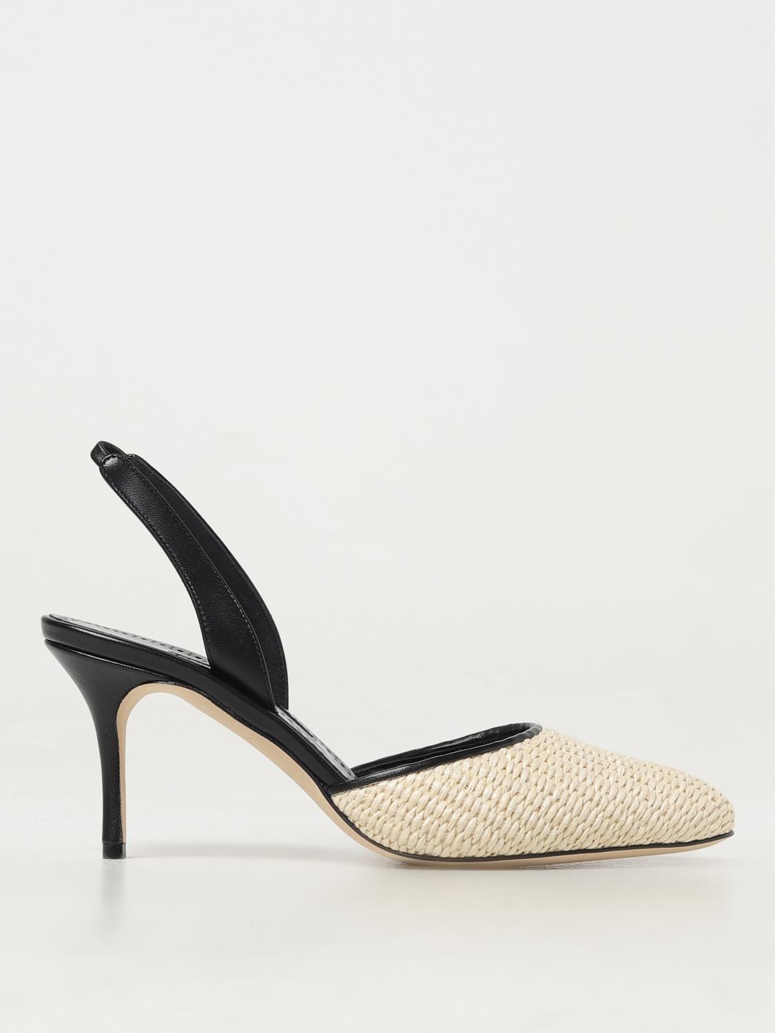 Manolo Blahnik Casam 70 Raffia Pump In Natural