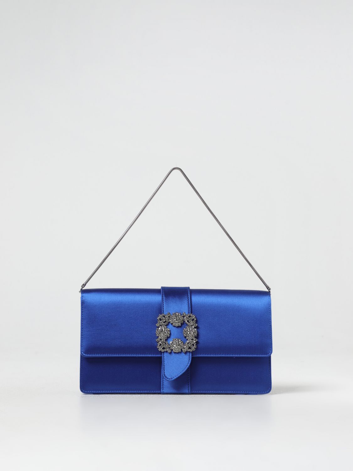 Manolo Blahnik Decorative-buckle Clutch-bag In Royal Blue