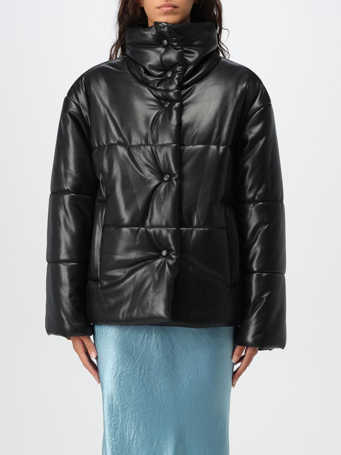 Nanushka Black Hide Vegan Leather Puffer Jacket In Schwarz