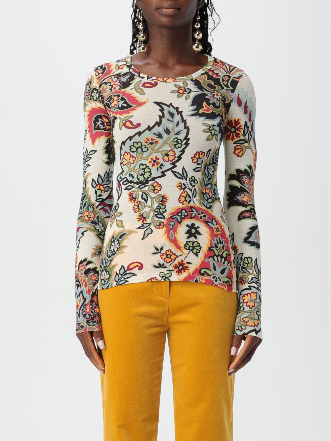 Shop Etro Top  Woman Color Yellow Cream