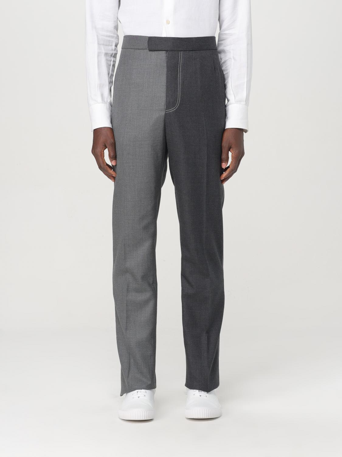 Thom Browne Wool Pant With Two-tone Design And Belt Loops In Grey