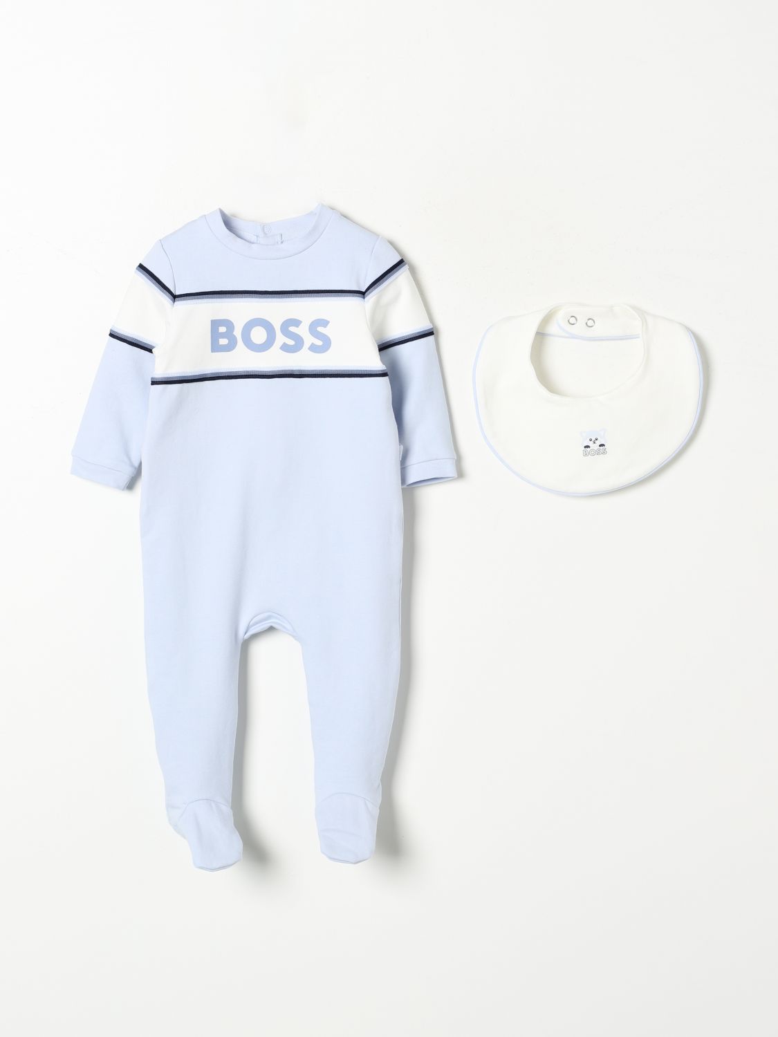 Shop Hugo Boss Romper Boss Kids Color Gnawed Blue In Hellblau