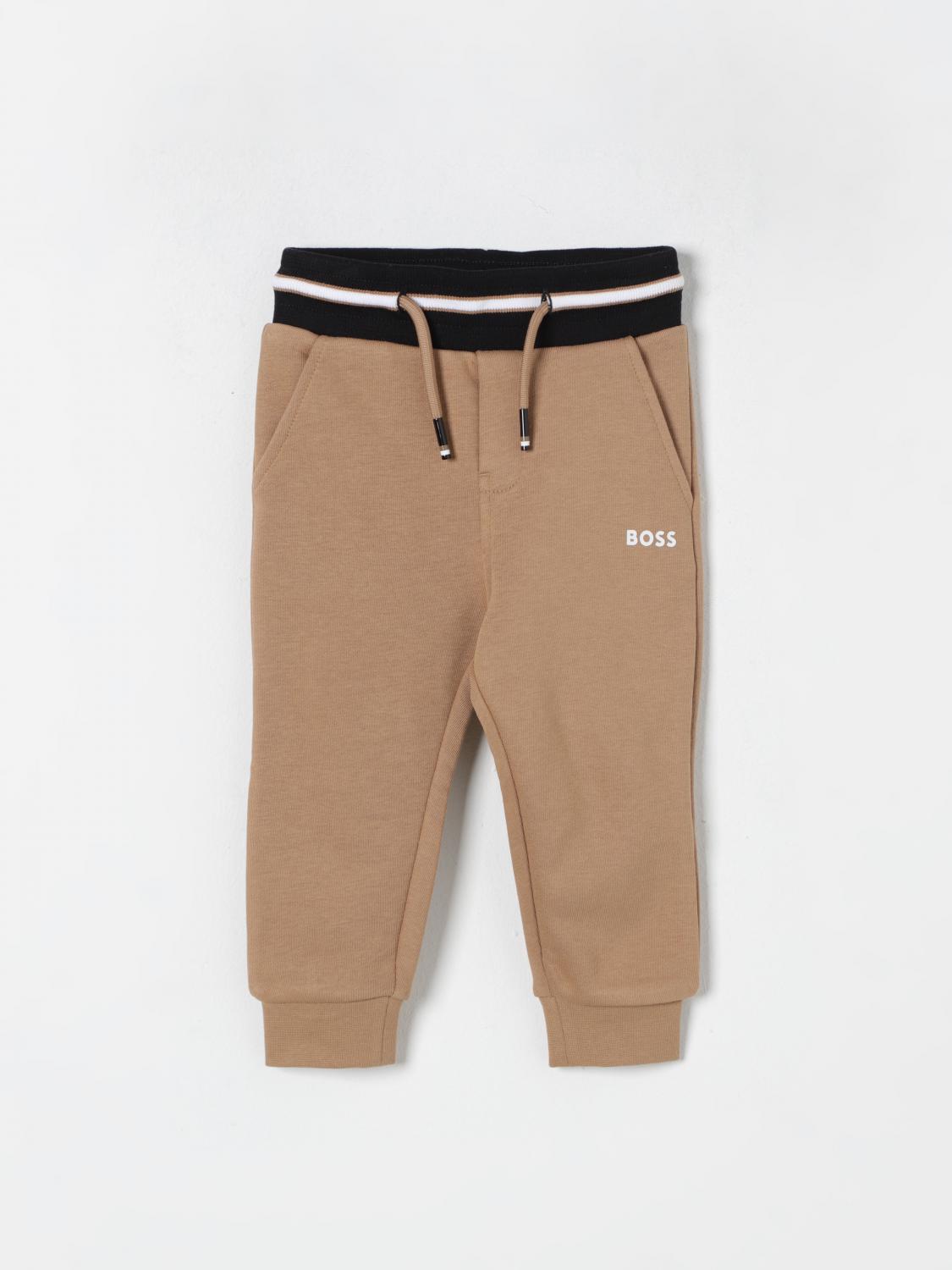 Shop Hugo Boss Pants Boss Kids Color Brown In Braun