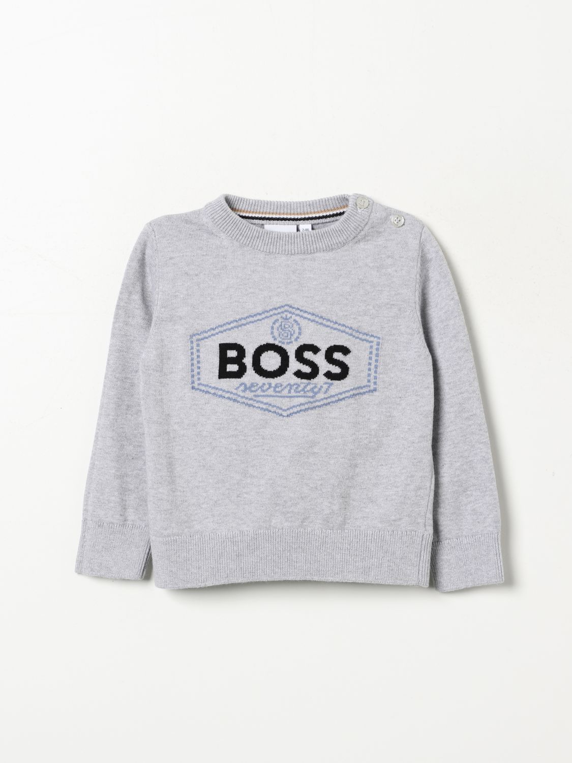 Shop Hugo Boss Sweater Boss Kids Color Grey In Grau