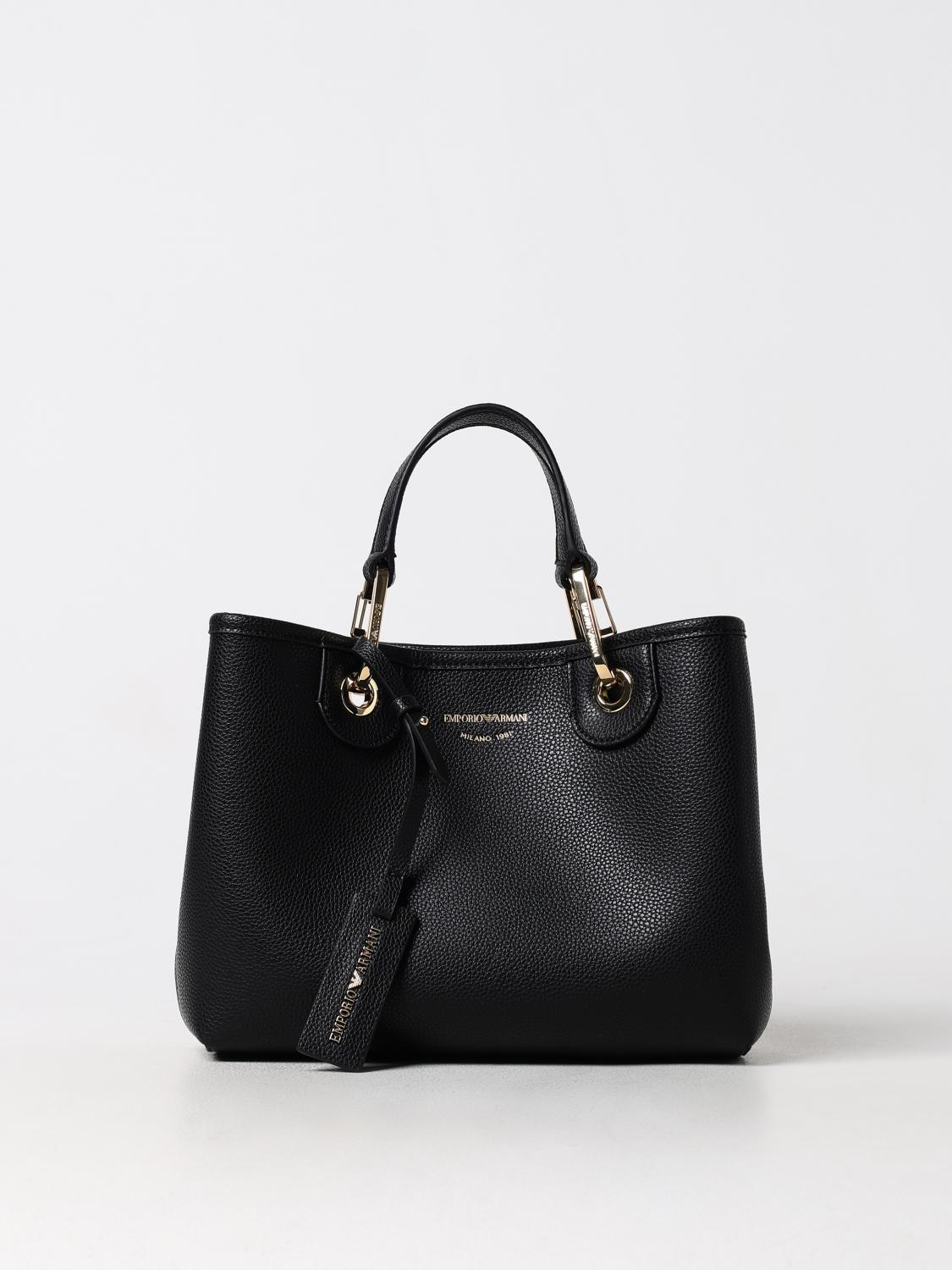 Emporio Armani Myea Shopper Bag With Deer Print In Black