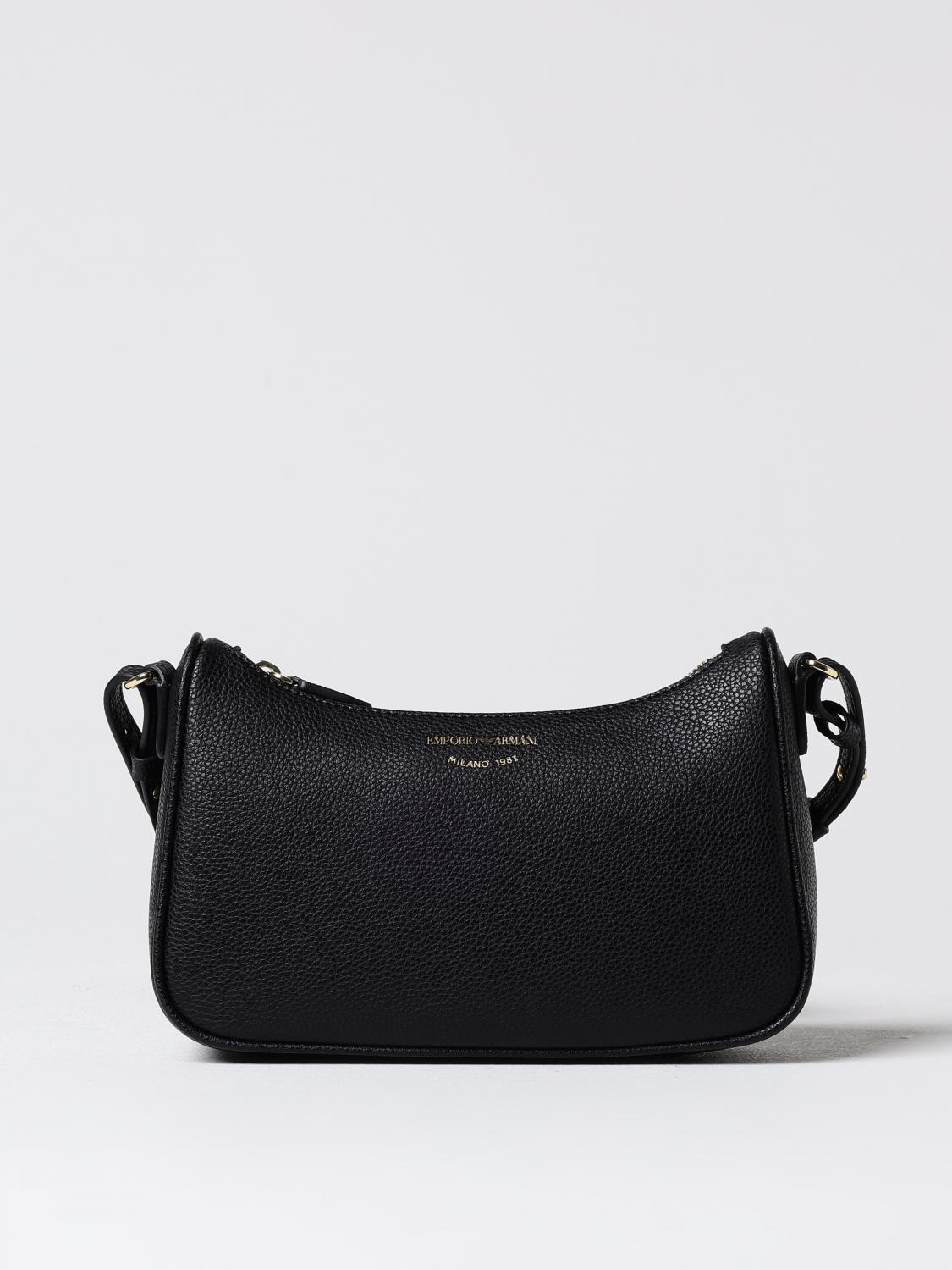 Emporio Armani Baguette Bag With Deer Print In Black