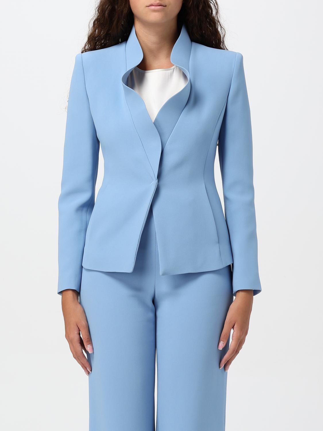 Shop Emporio Armani Blazer  Woman Color Gnawed Blue In Hellblau