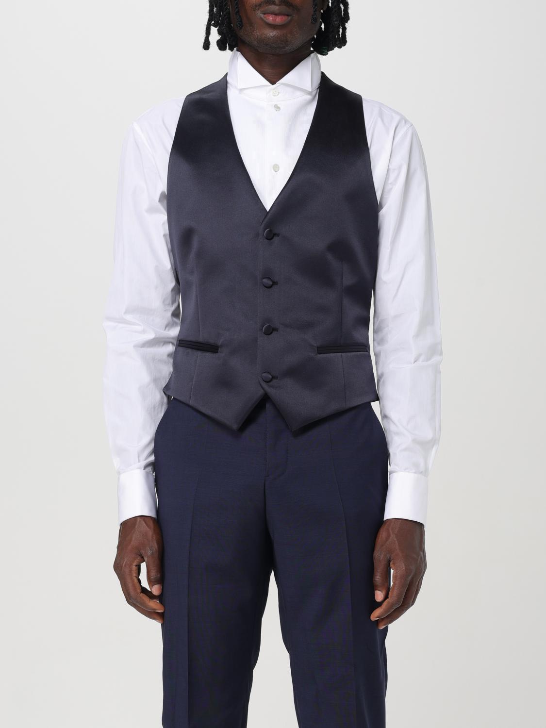 Shop Emporio Armani Suit Vest  Men Color Blue In Blau