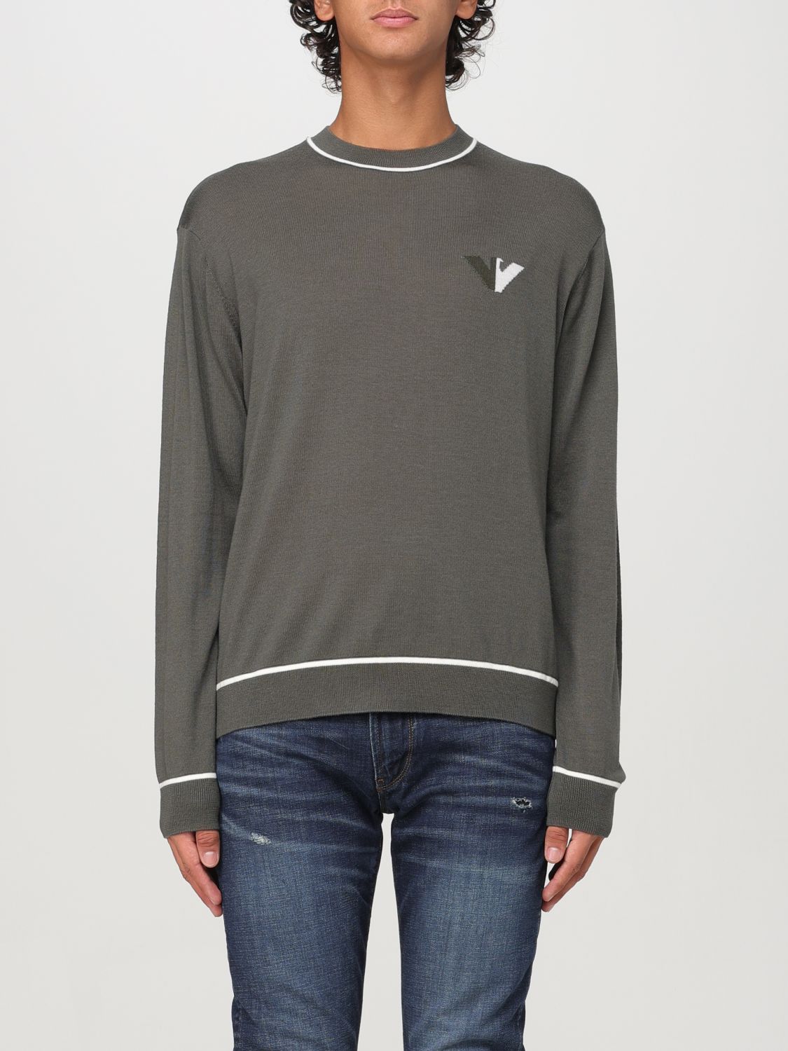 Shop Emporio Armani Sweater  Men Color Grey 1 In Grau 1