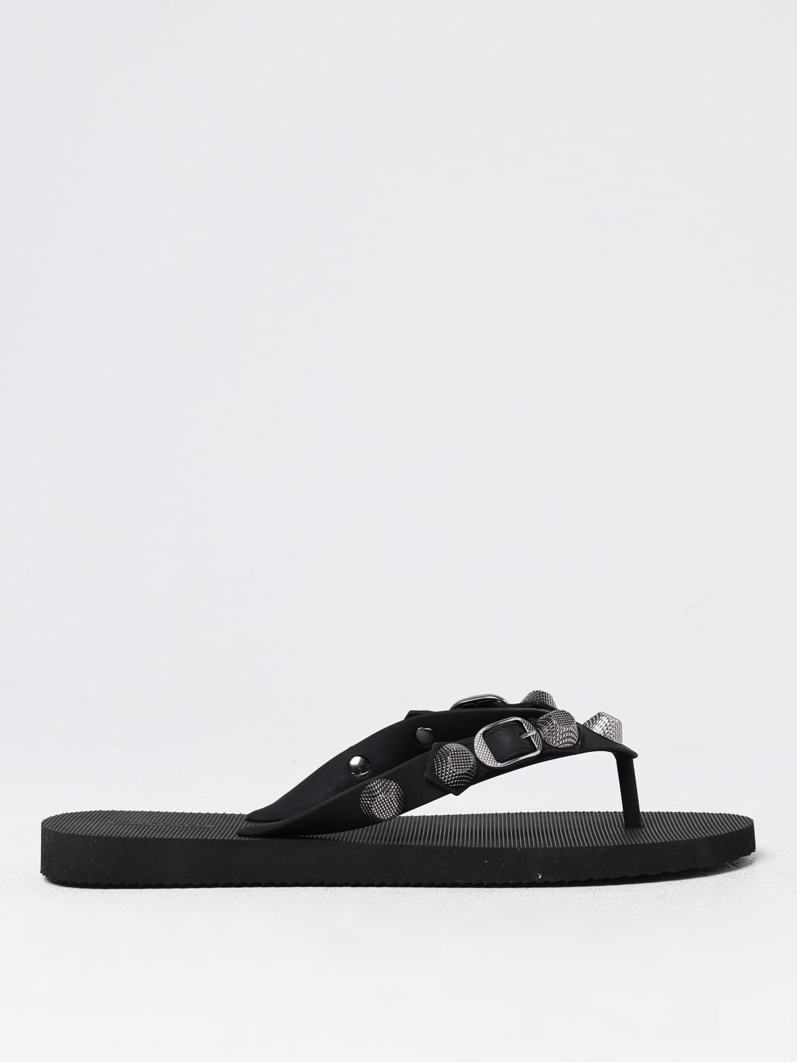 Shop Balenciaga Flat Sandals  Woman Color Black In Schwarz