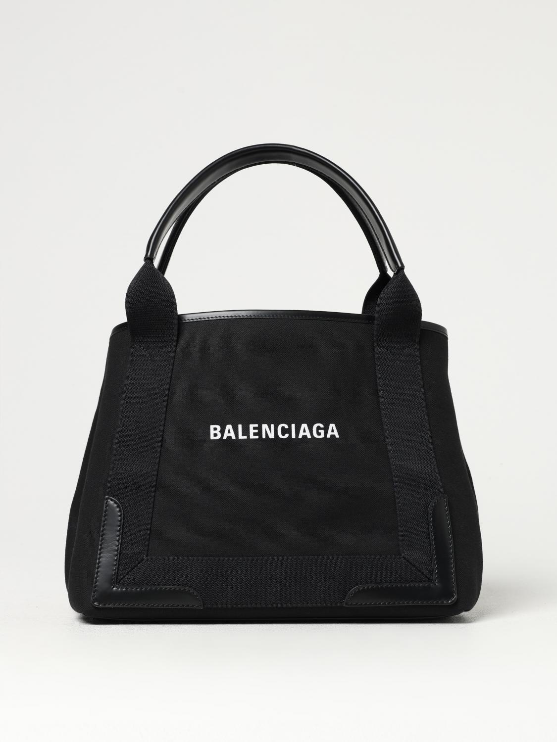 Balenciaga Navy Cabas Small Canvas Tote Bag In Black