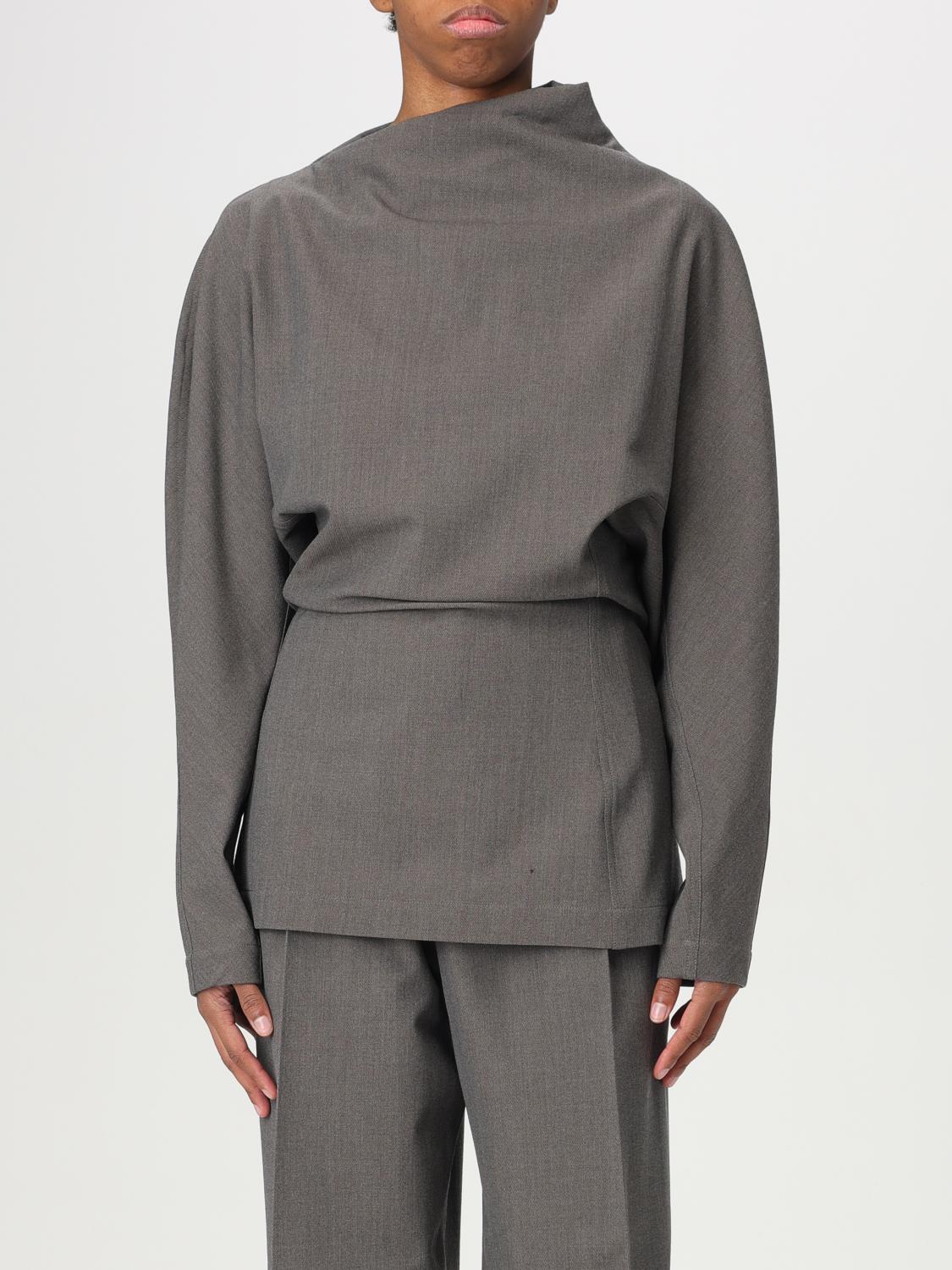Bottega Veneta Long-sleeved Wool Top In Grey