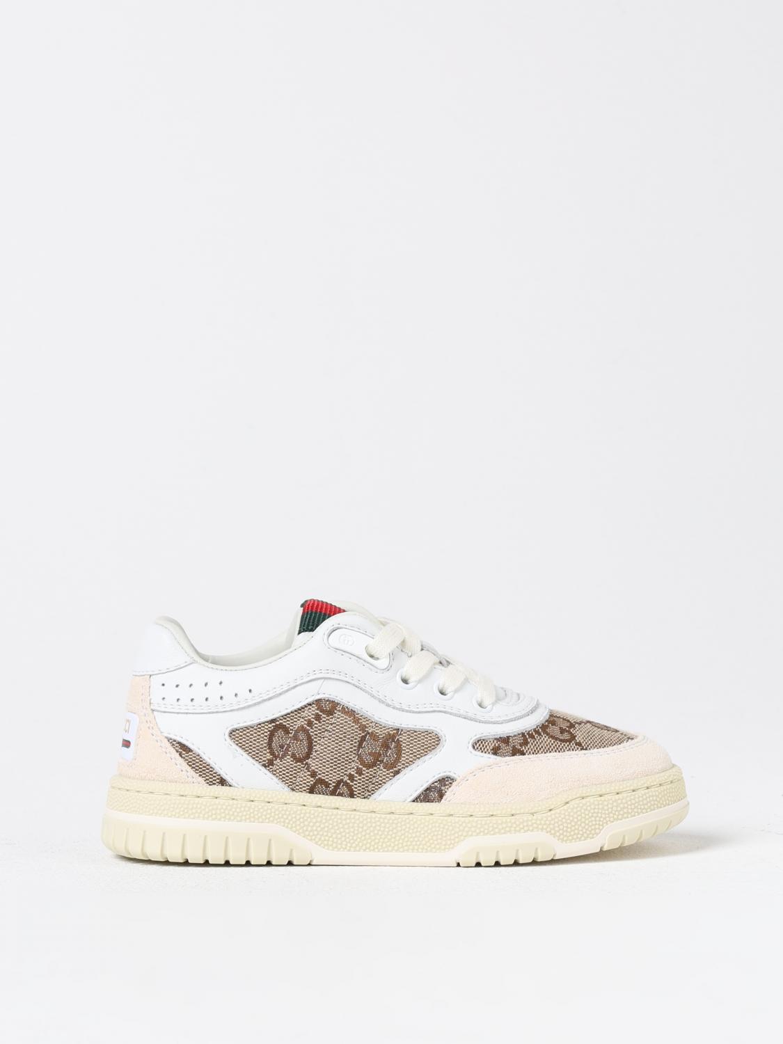Gucci Re-web Leather Round Toe Sneakers In White