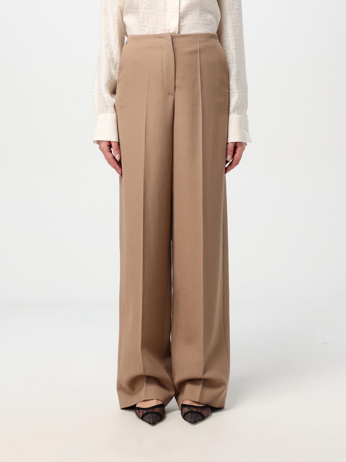 Fendi Pants Woman Color Brown In Gold