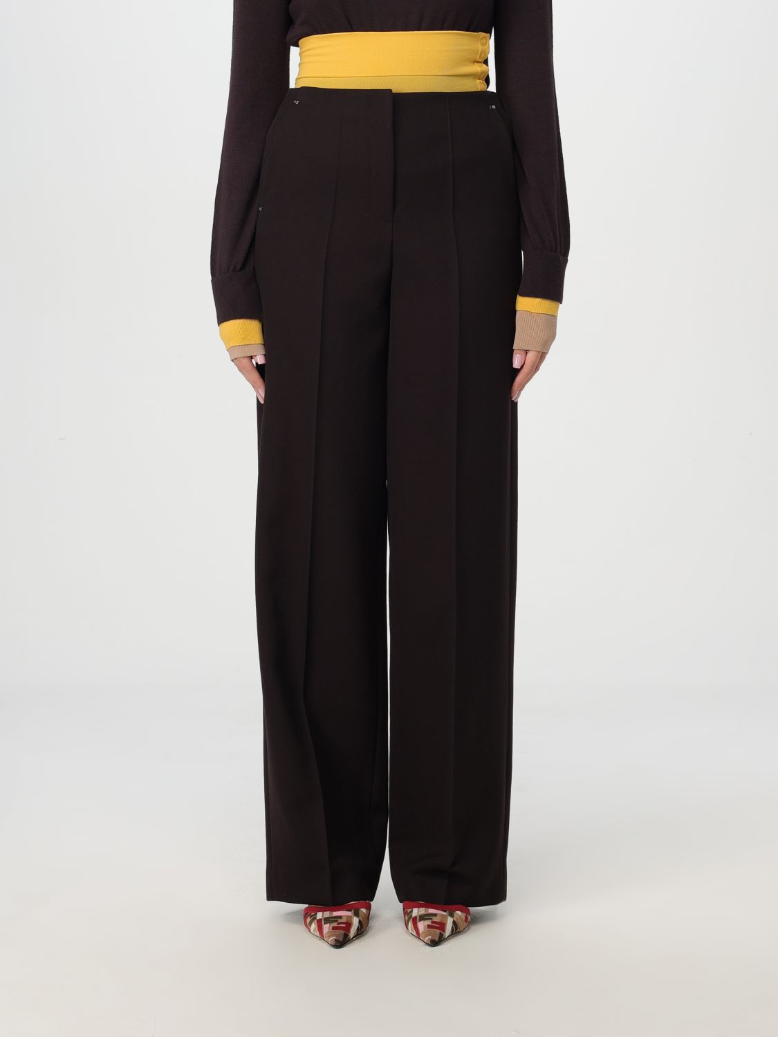 Shop Fendi Pants  Woman Color Wine In Weinrot