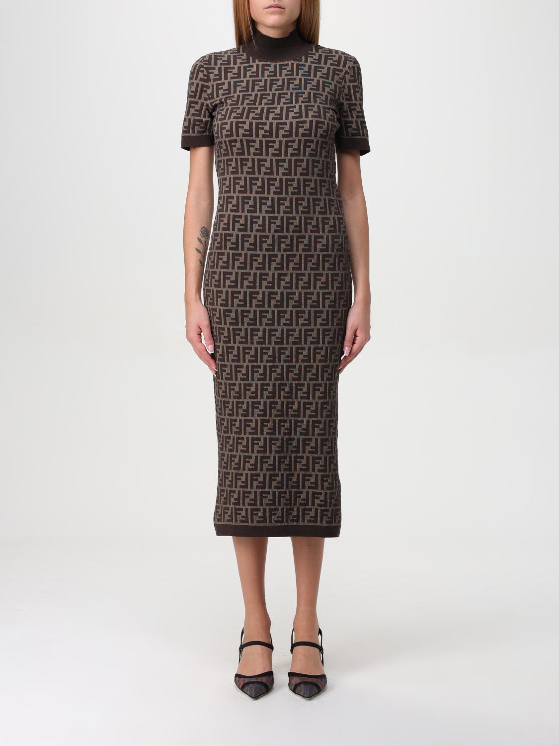 Shop Fendi Dress  Woman Color Tobacco