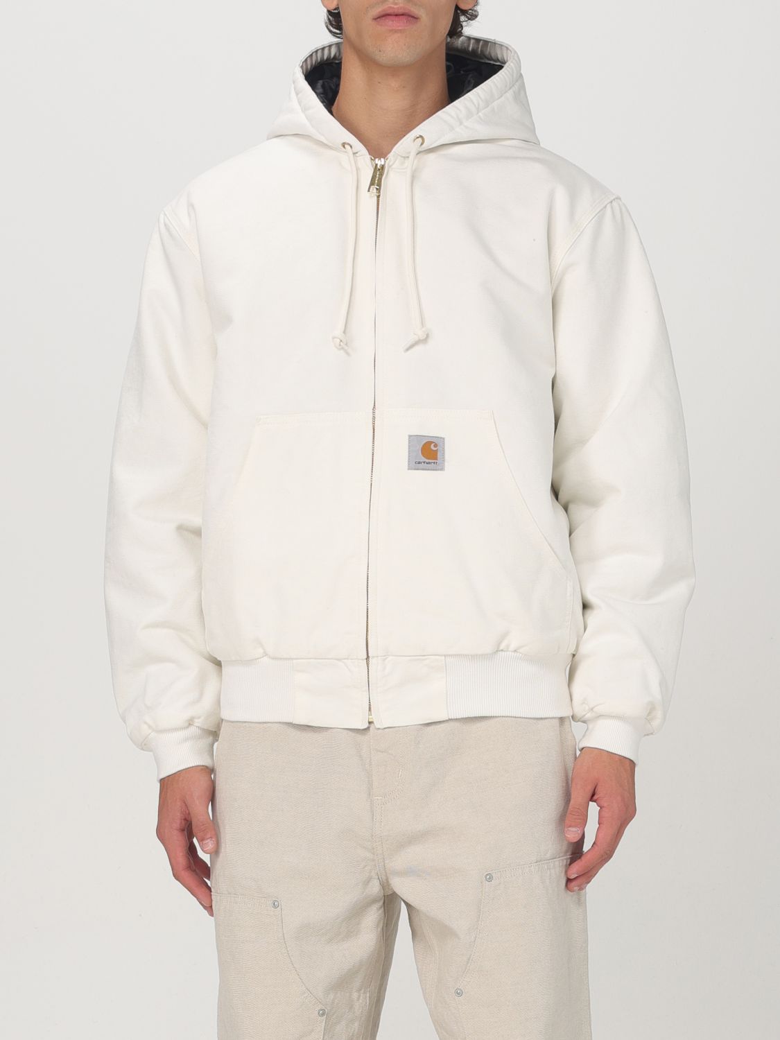 Shop Carhartt Jacket  Wip Men Color Yellow Cream