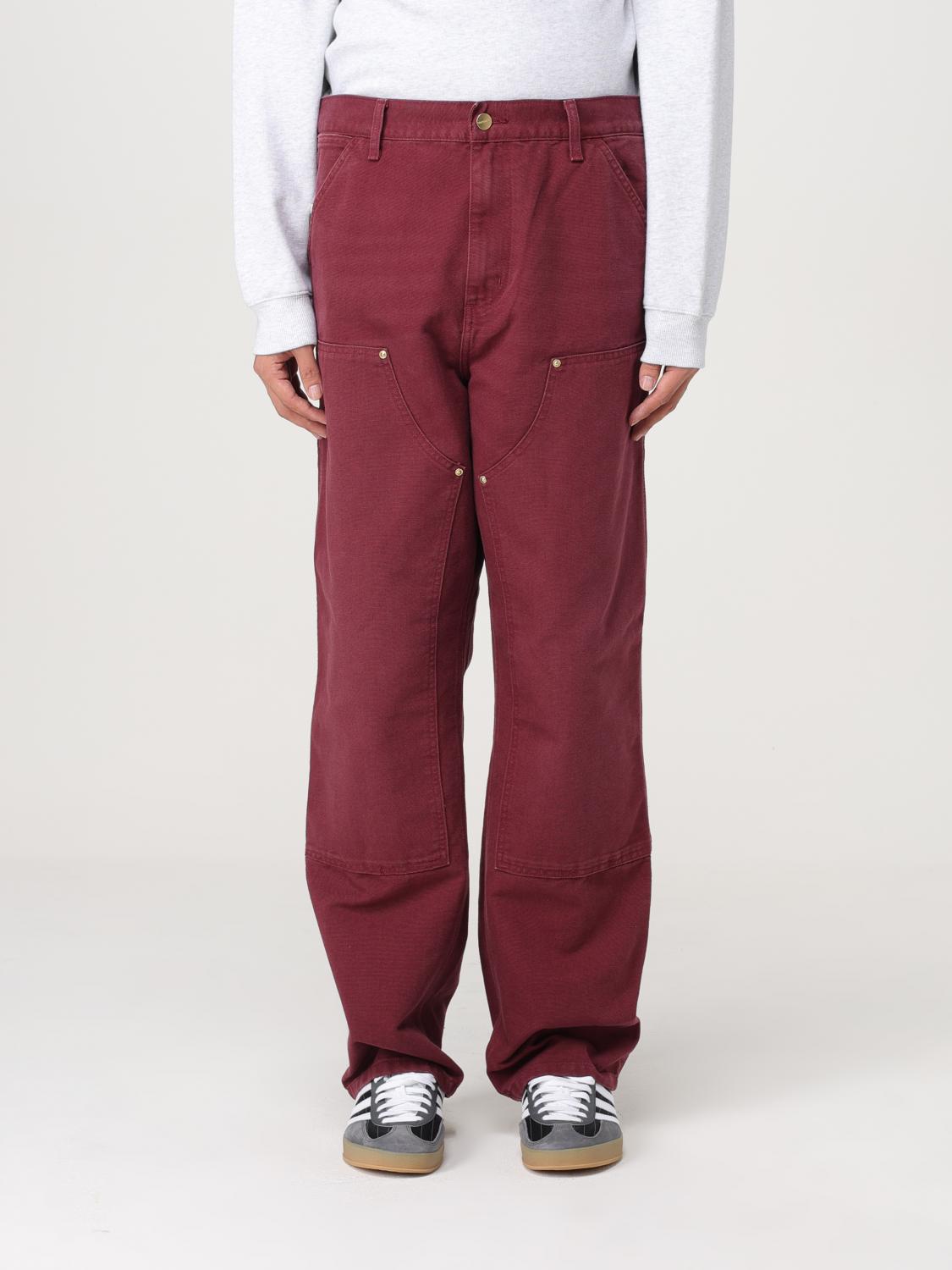 Shop Carhartt Pants  Wip Men Color Burgundy In Burgunderrot