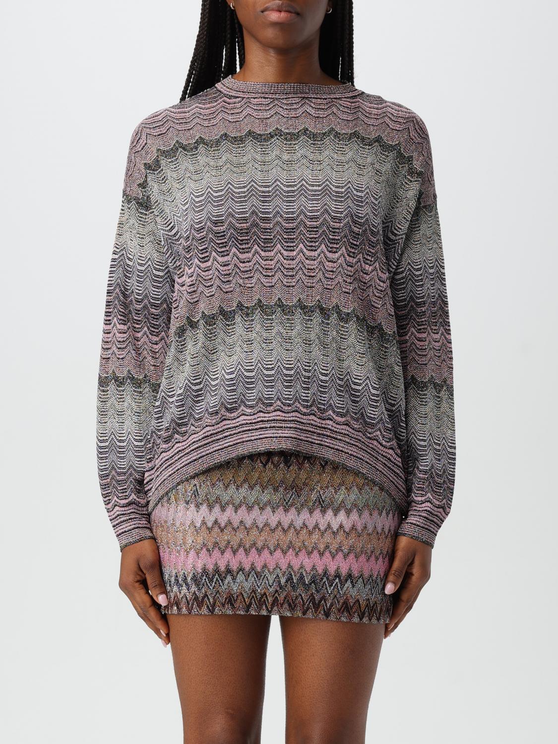 Missoni Stripe Pattern Embellished Sweater In Violet