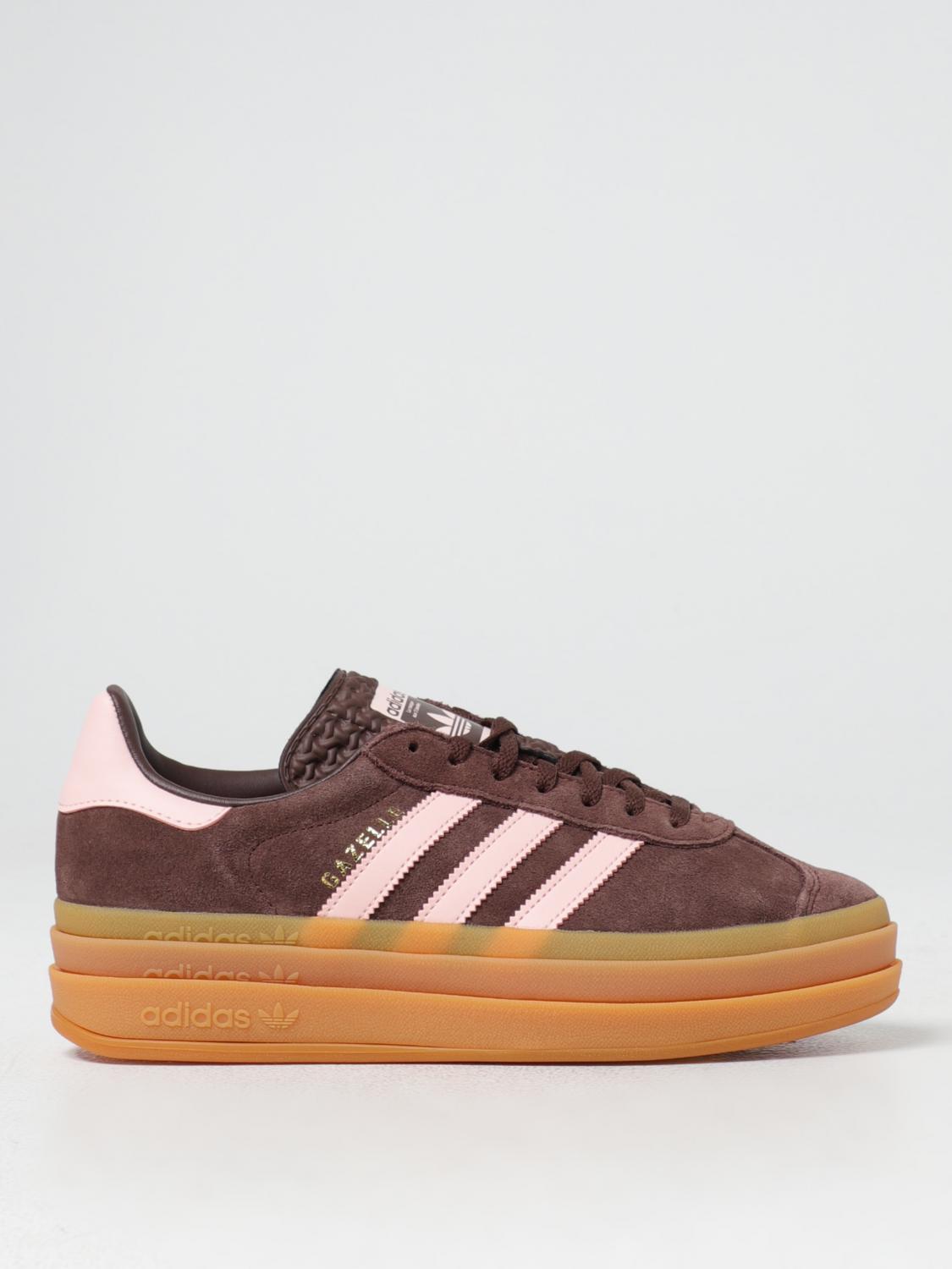 Adidas Originals Adidas Womens Icey Pink Auburn Gold Me Gazelle Bold Brand-stripe Suede Low-top Trainers In 暗色