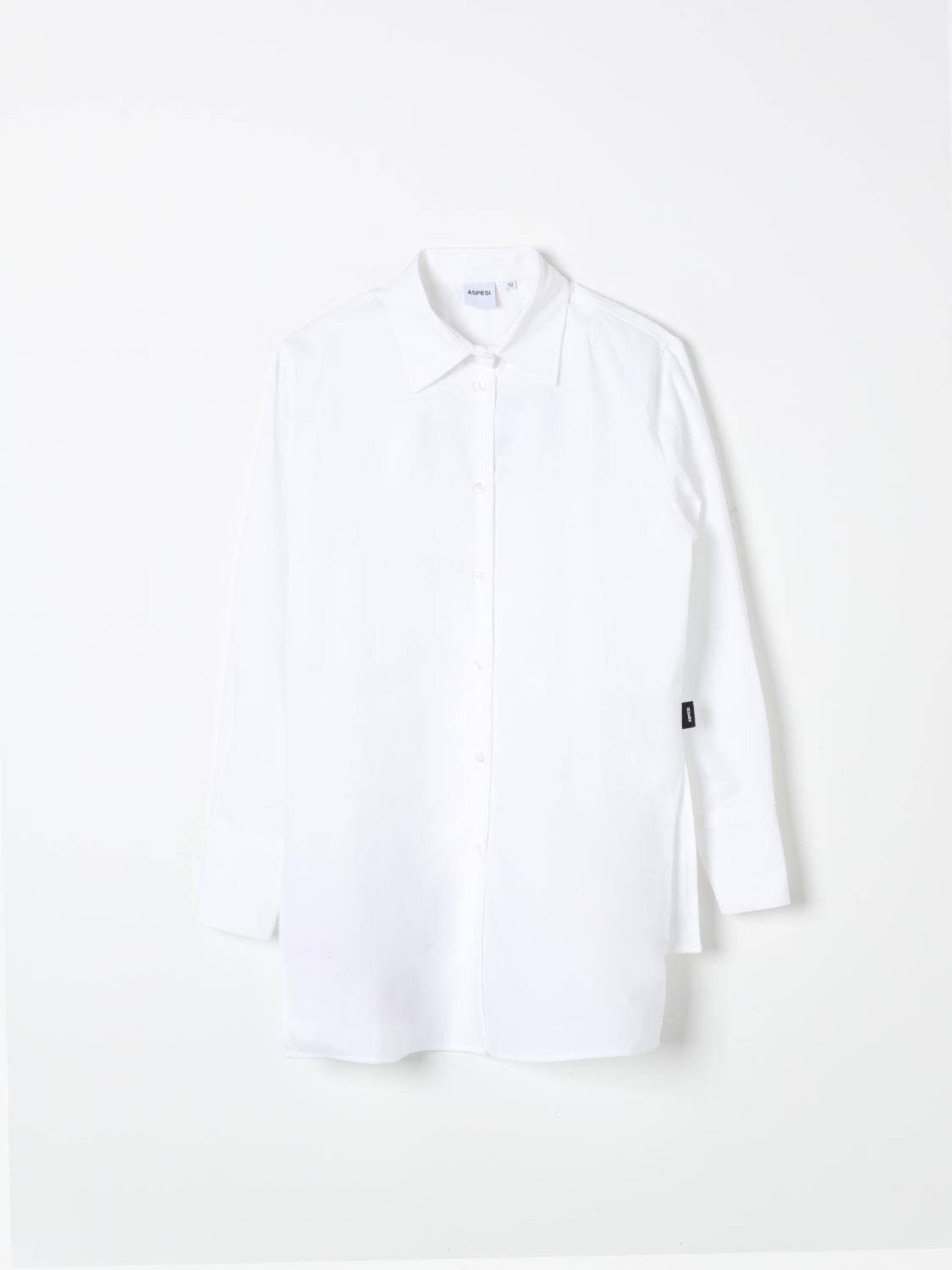 Shop Aspesi Shirt  Kids Color White In Weiss