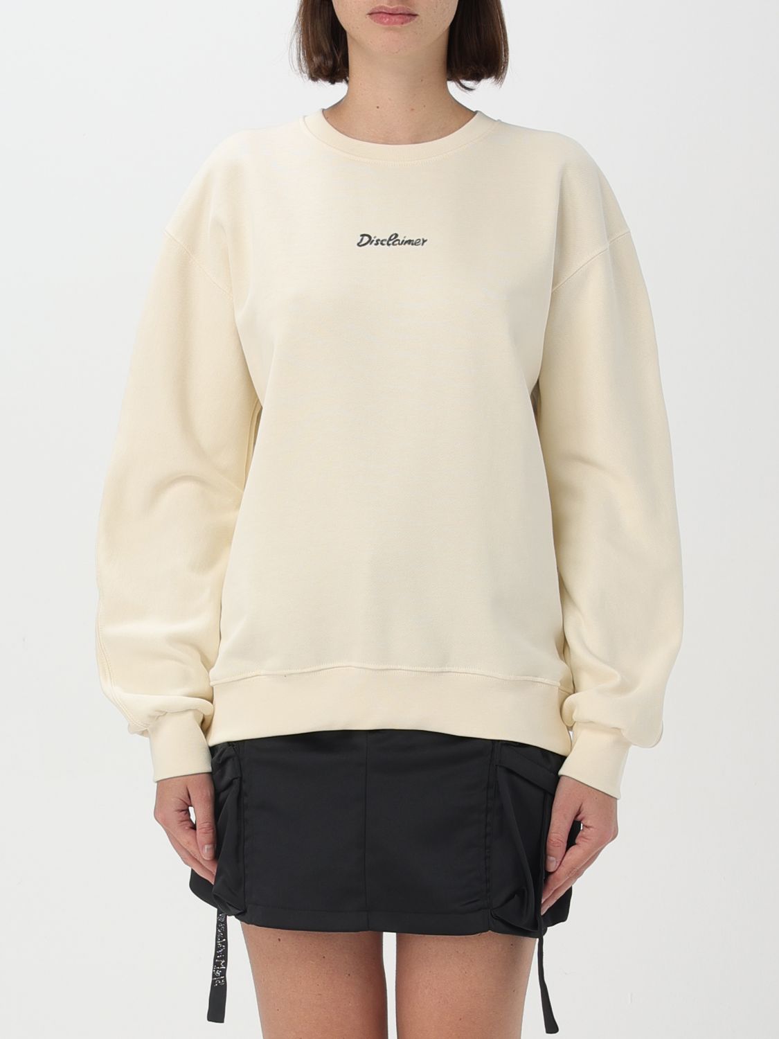 Disclaimer Sweatshirt  Woman Color Yellow Cream In White