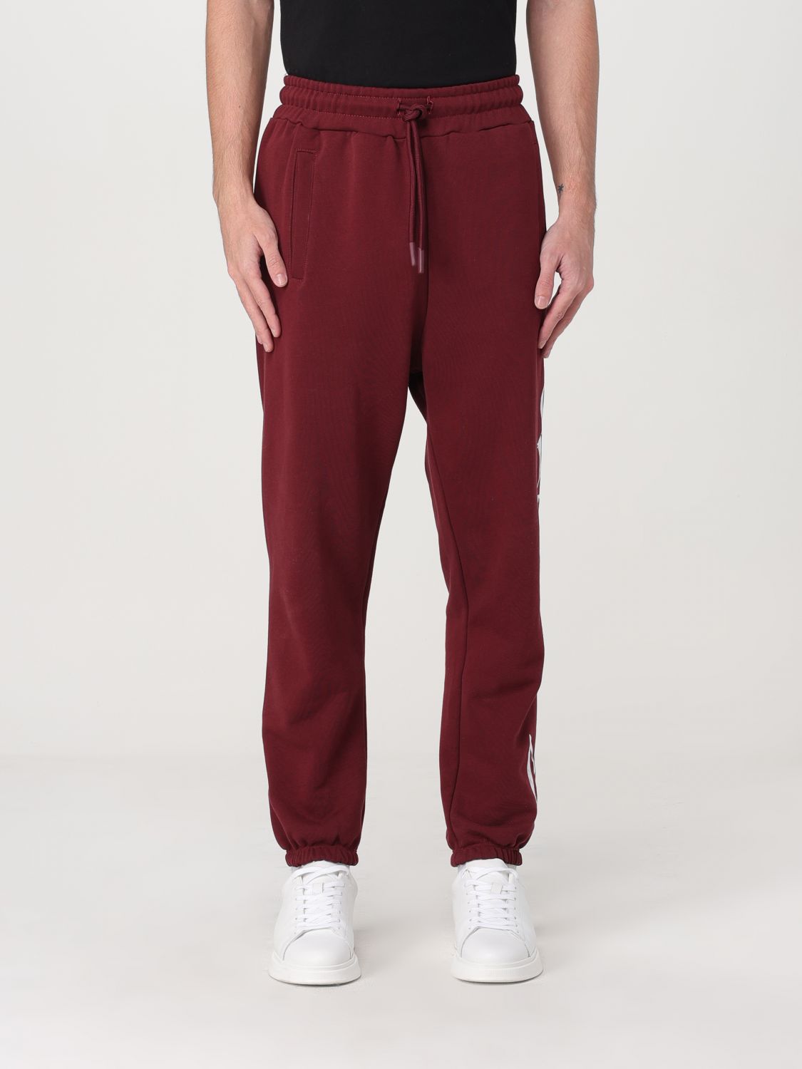 Shop Disclaimer Pants  Men Color Burgundy In Burgunderrot