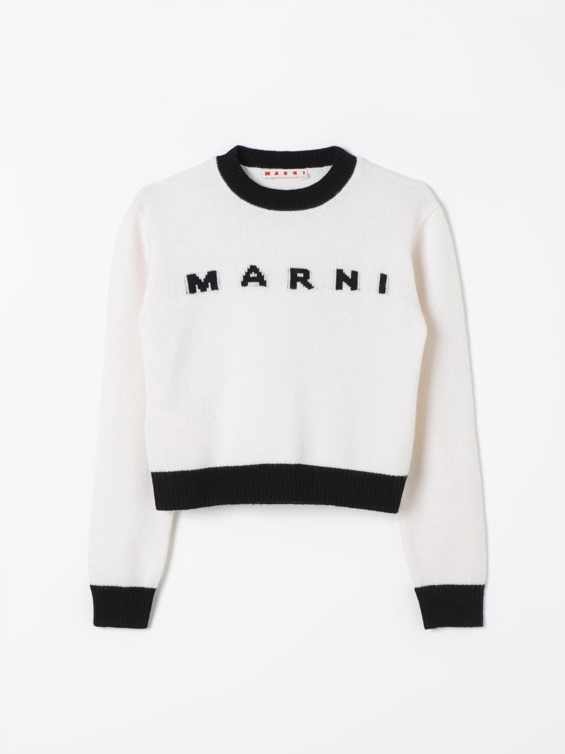 Marni Logo-intarsia Crew-neck Jumper In Natural