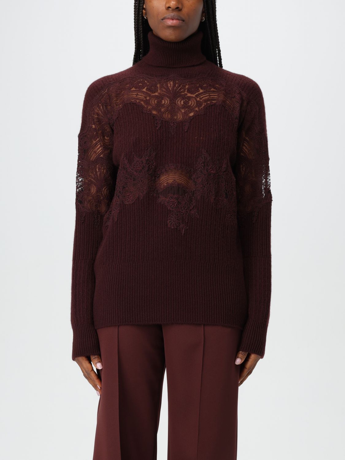 Shop Ermanno Scervino Sweater  Woman Color Burgundy In Burgunderrot