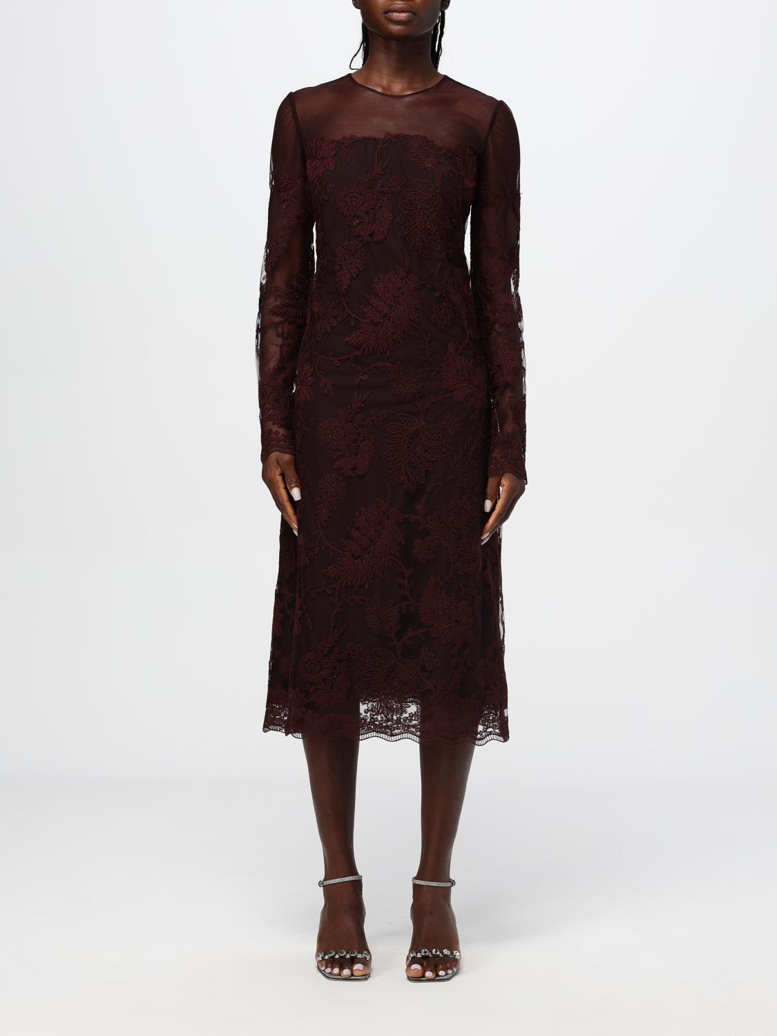 Shop Ermanno Scervino Dress  Woman Color Burgundy In Burgunderrot