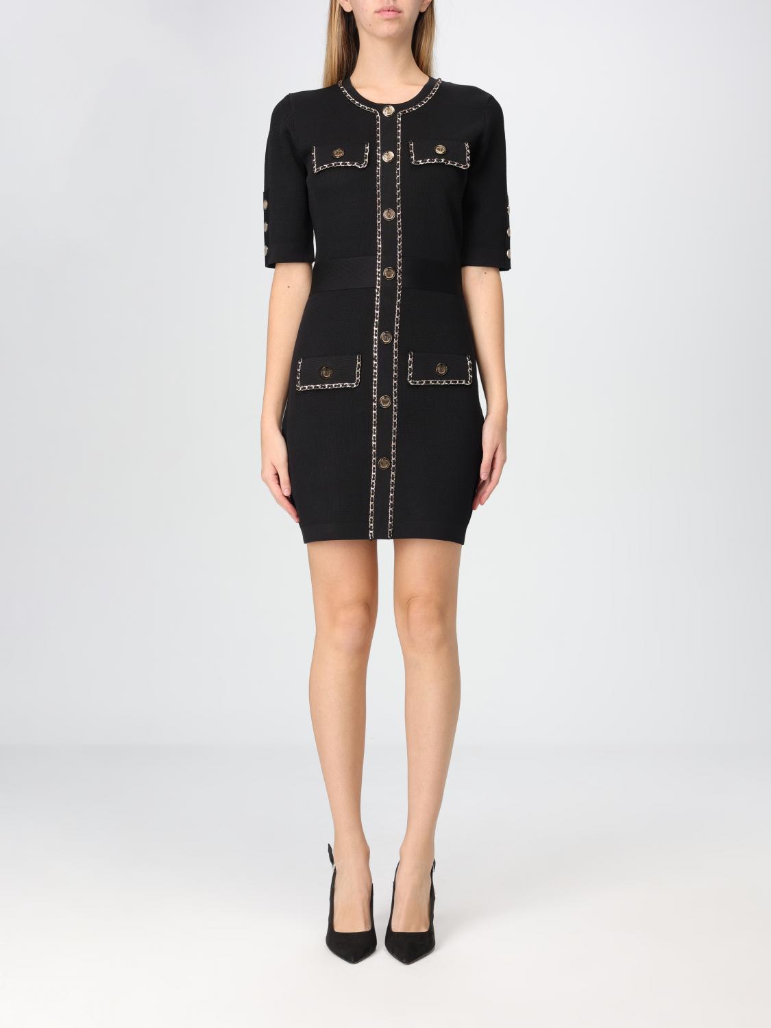 Elisabetta Franchi Viscose Mini Dress With Chain In Schwarz