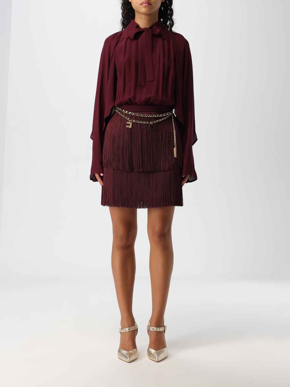 Elisabetta Franchi Embellished Crepe Boxy Mini Dress In Burgunderrot