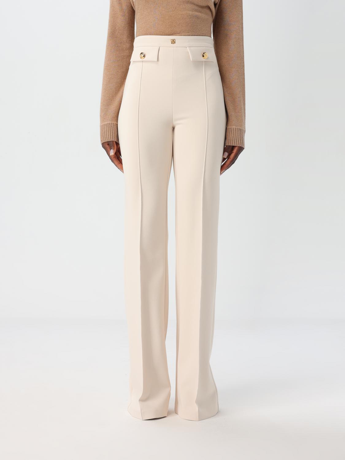 Shop Elisabetta Franchi Pants  Woman Color Yellow Cream