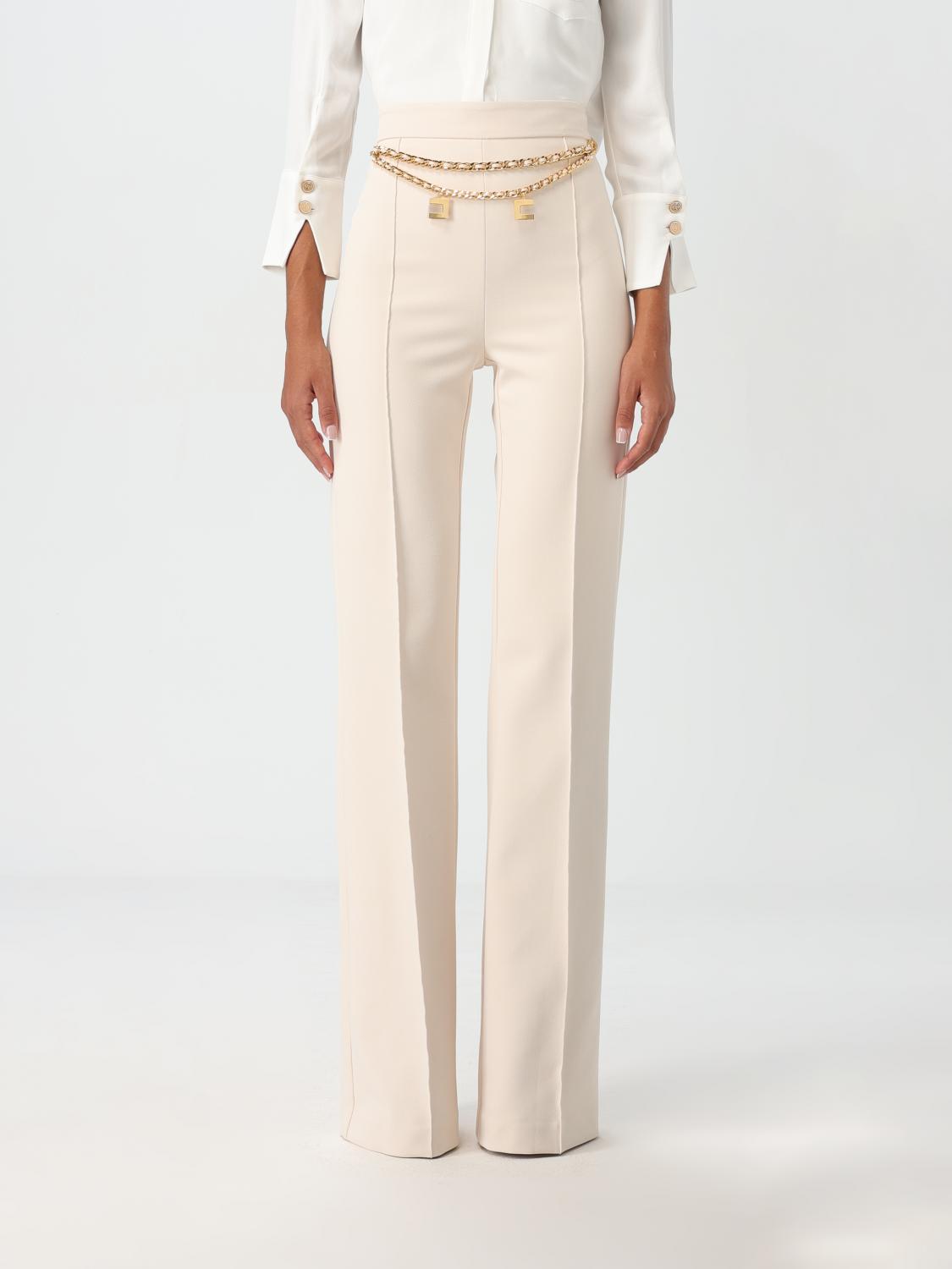 Shop Elisabetta Franchi Pants  Woman Color Yellow Cream