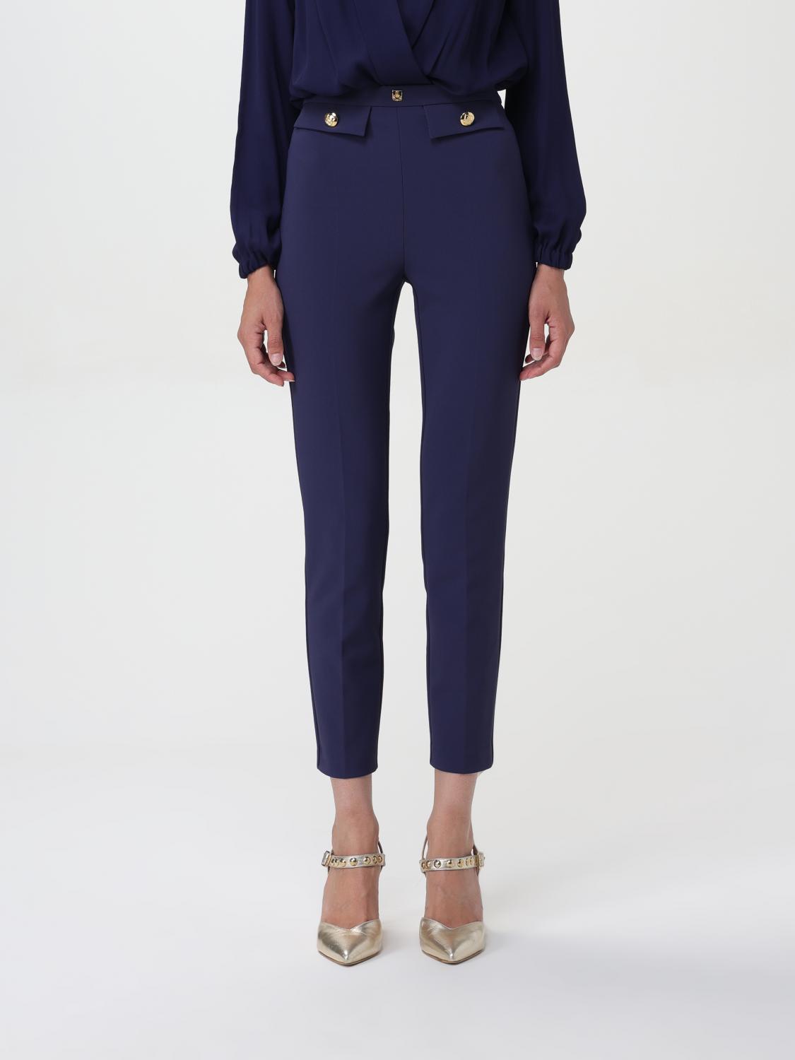 Shop Elisabetta Franchi Pants  Woman Color Blue In Blau