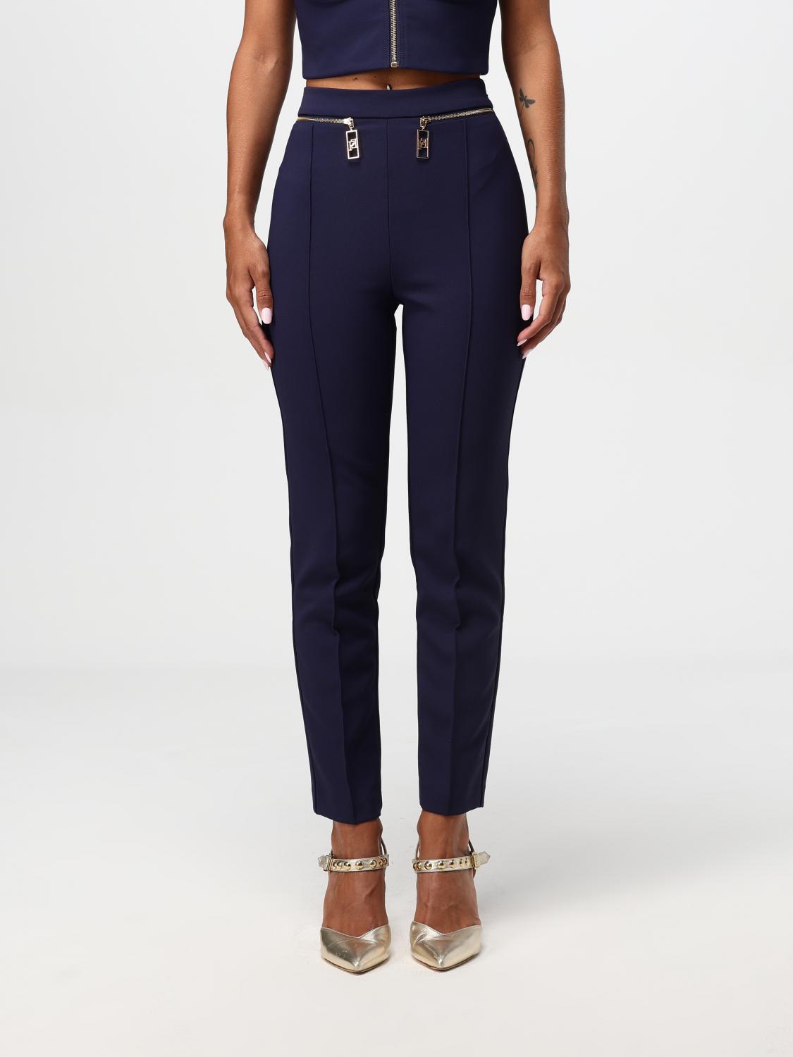 Shop Elisabetta Franchi Pants  Woman Color Blue In Blau