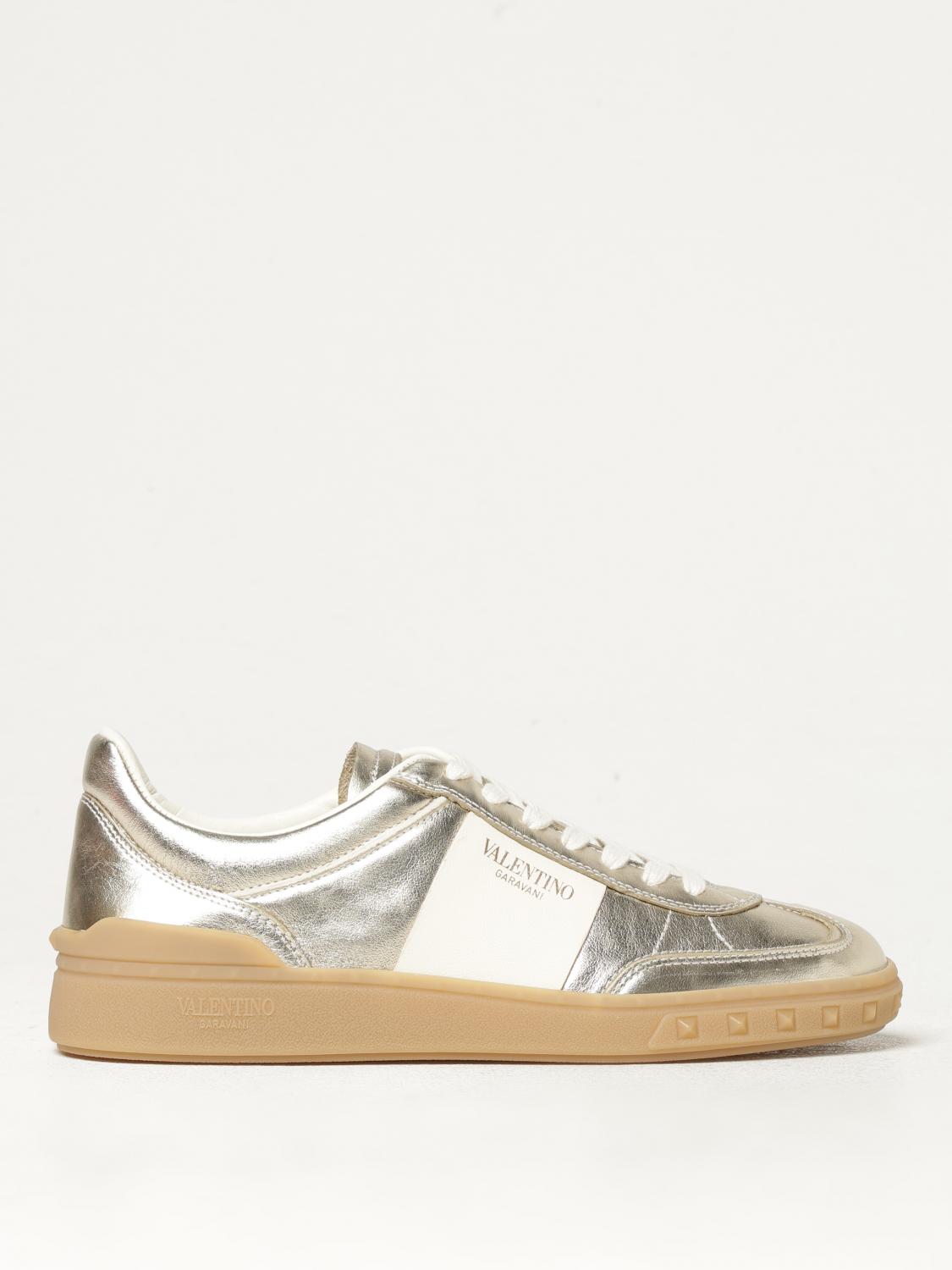 Valentino Garavani Upvillage Panelled Metallic Leather Sneakers In Gold