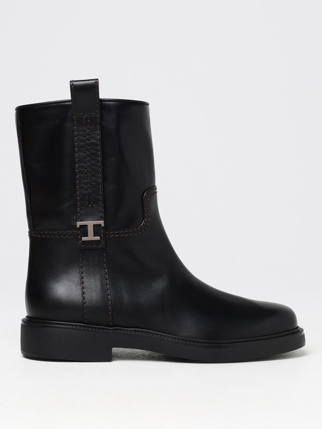 Tod's Refined Black Leather Ankle Boots With Block Heel