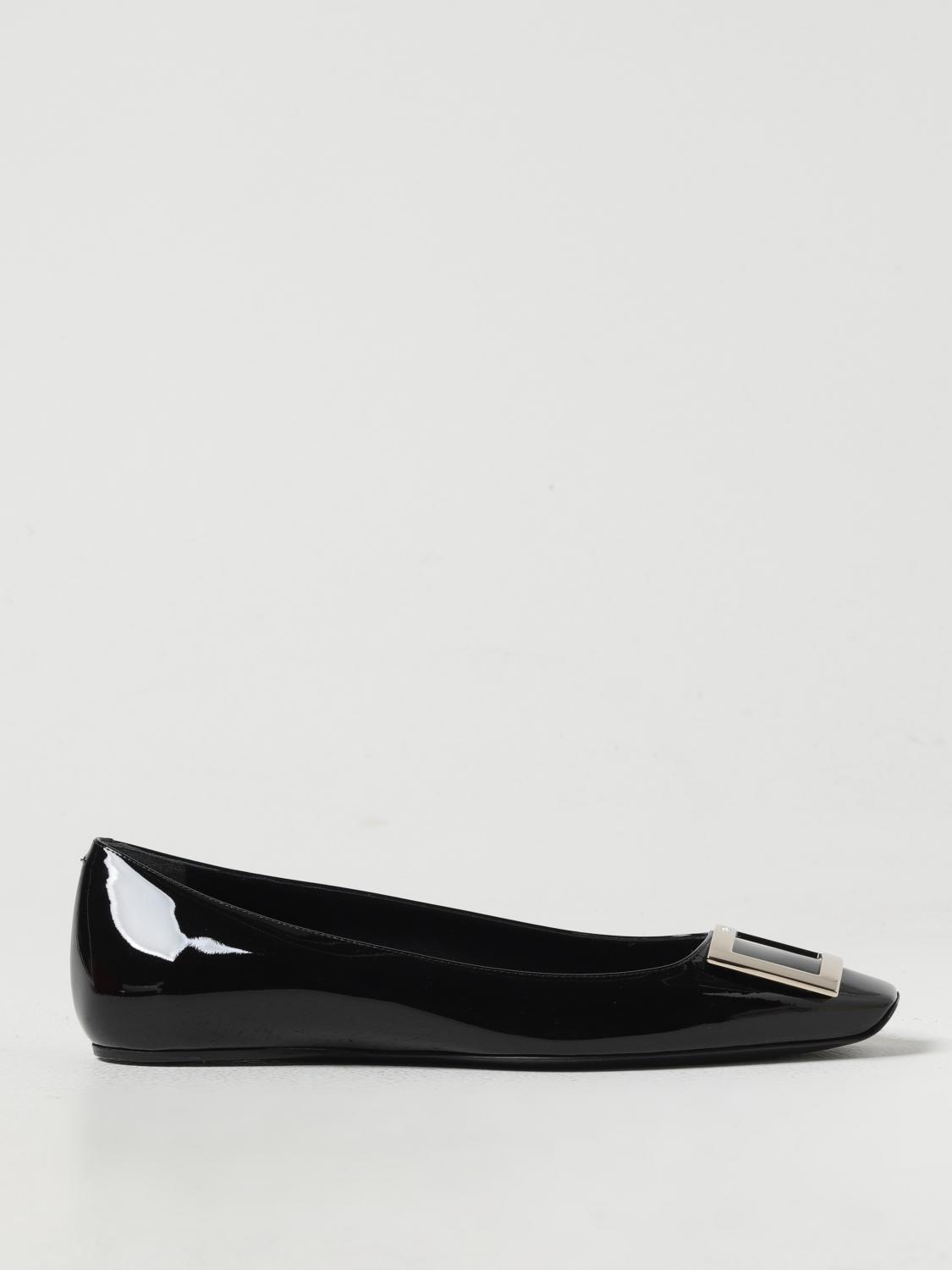 Roger Vivier Trompette Ballerinas By In Patent Leather With Buckle In Black