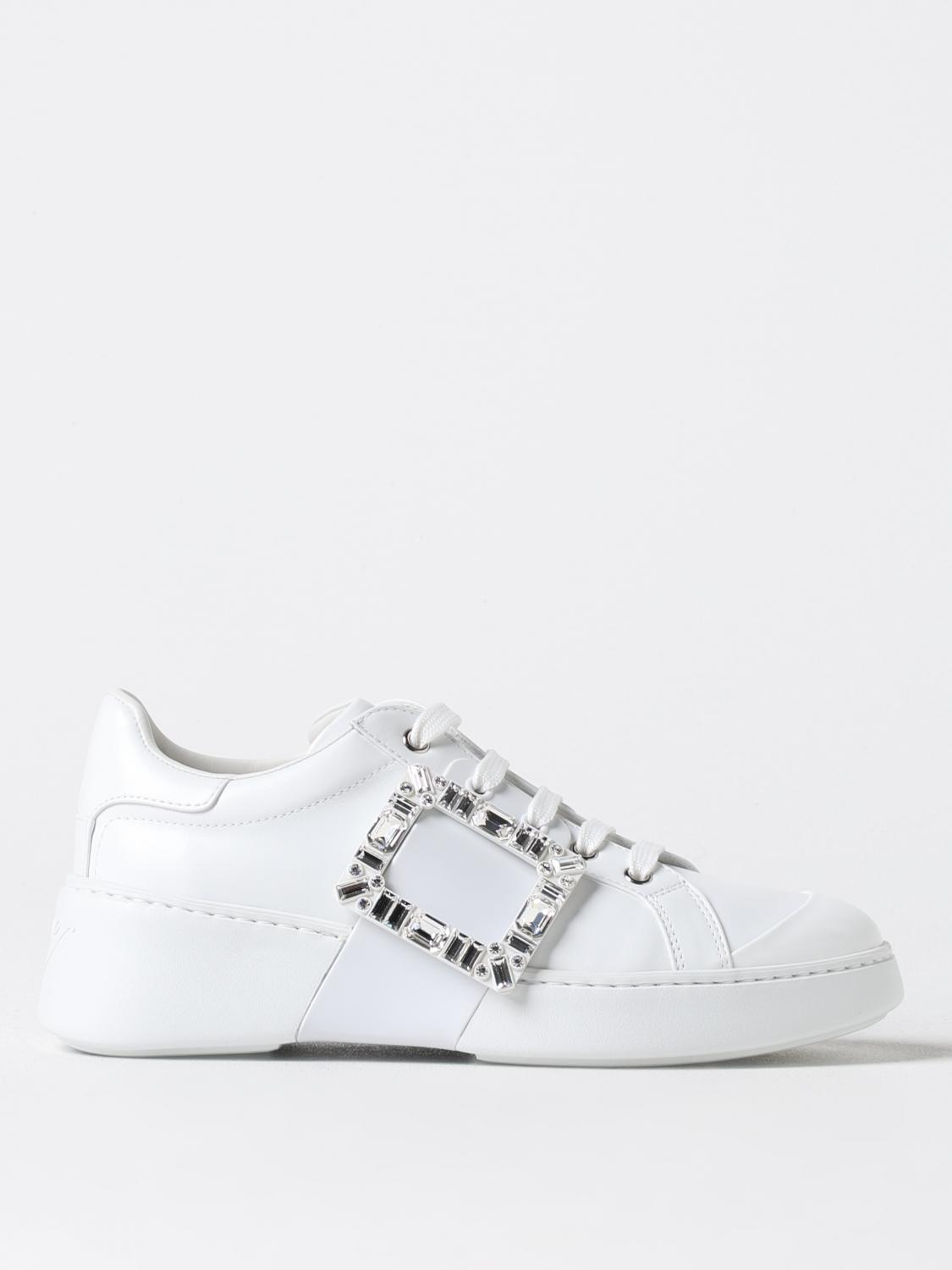 Roger Vivier Crystal-embellished Low-top Sneakers In White