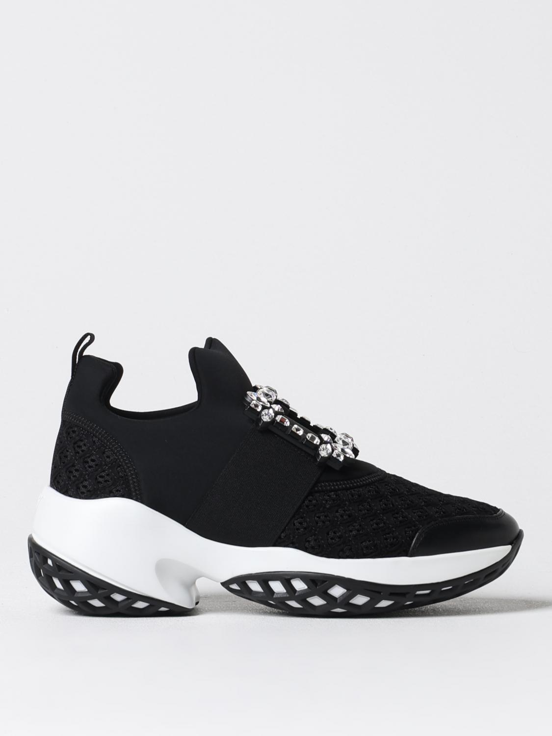 Roger Vivier Run Sneakers With Ridged Rubber Sole In Black