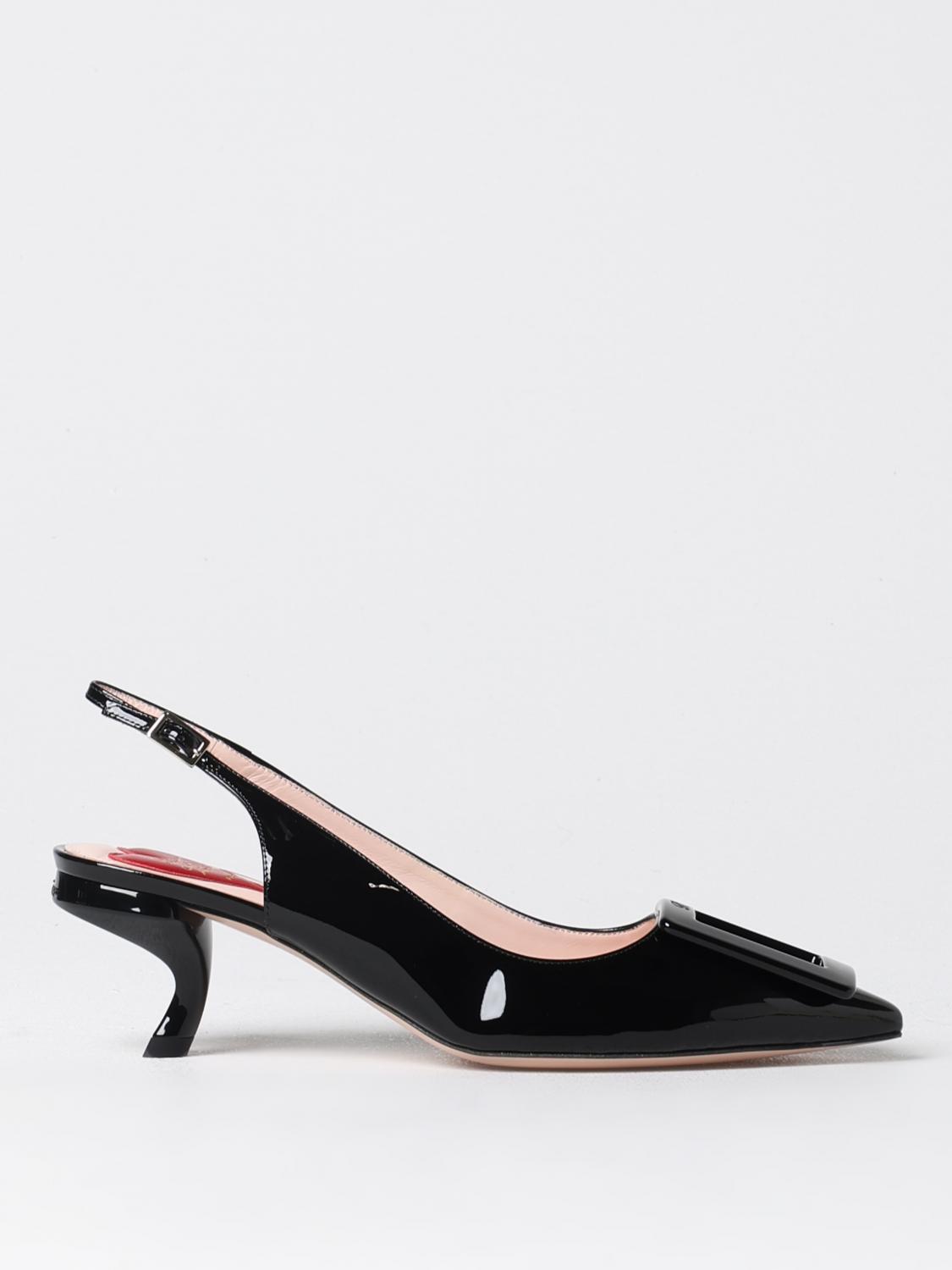 Roger Vivier Virgule 55 Slingback Pumps In Patent Leather In Black